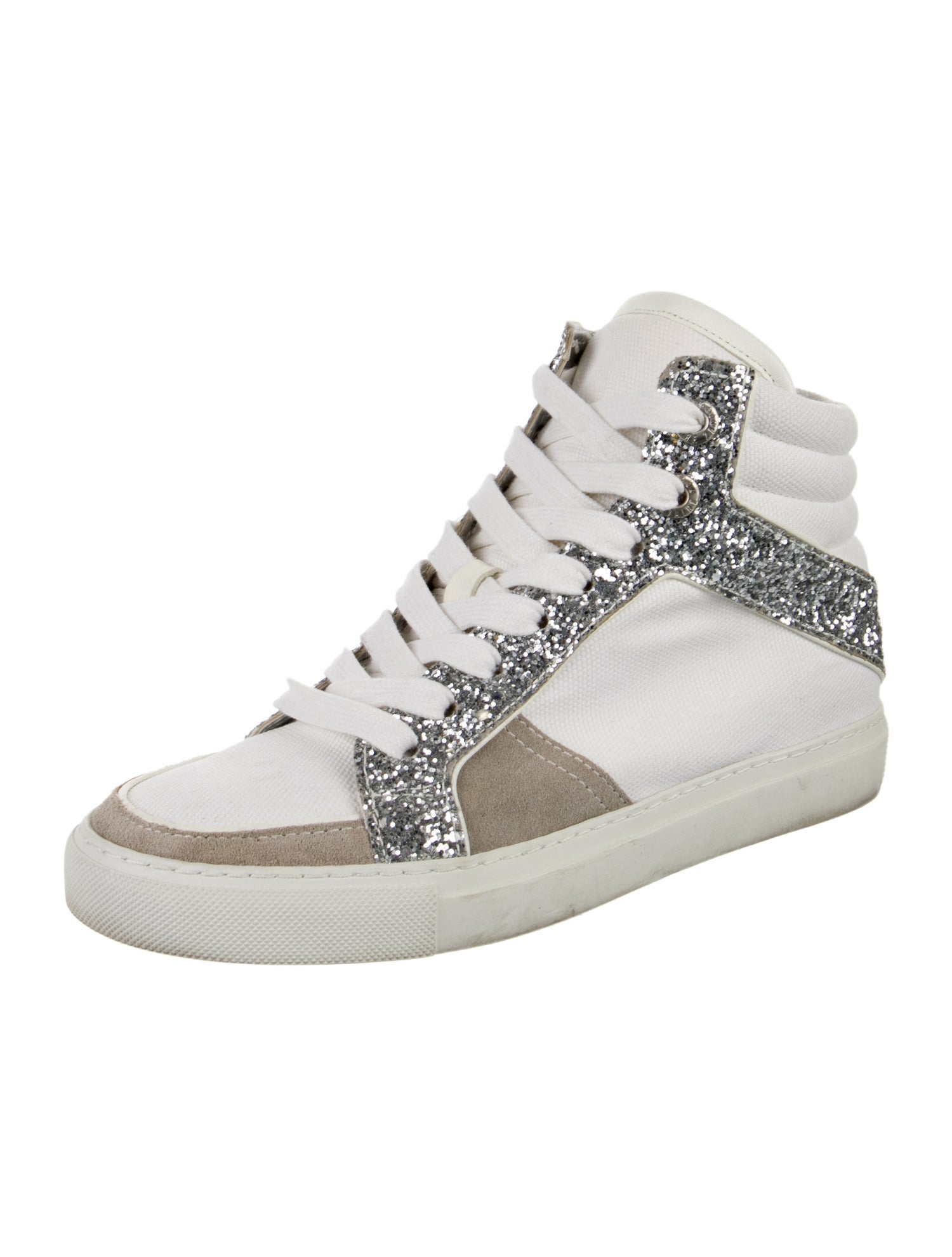 Zadig & Voltaire Colorblock Pattern Glitter Accents Wedge Sneakers