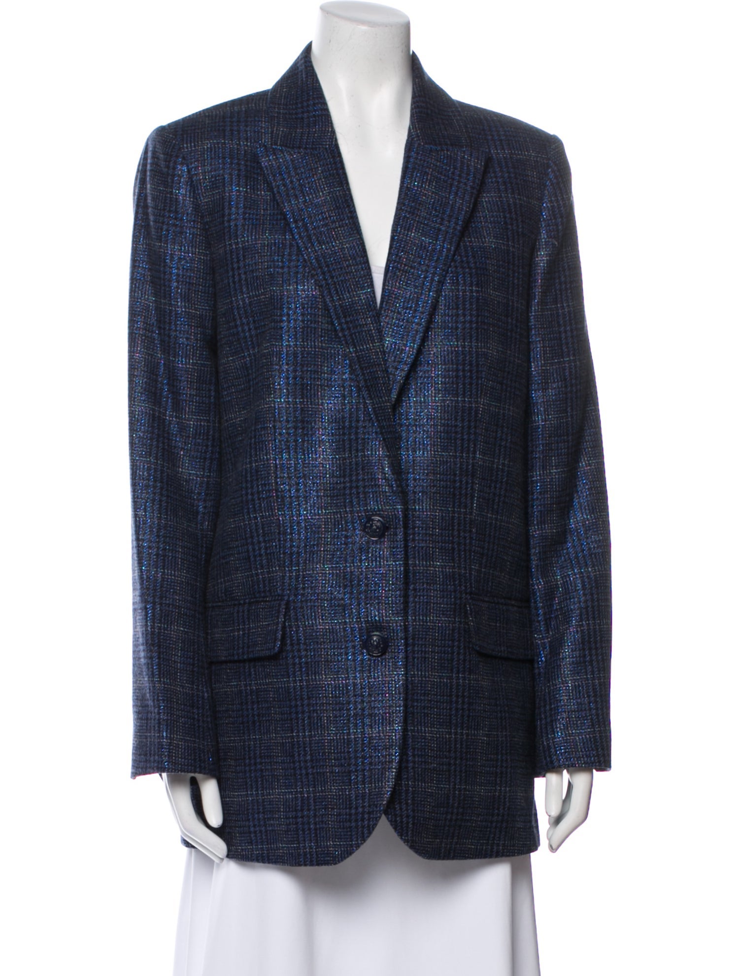 Zadig & Voltaire Wool Plaid Print Blazer
