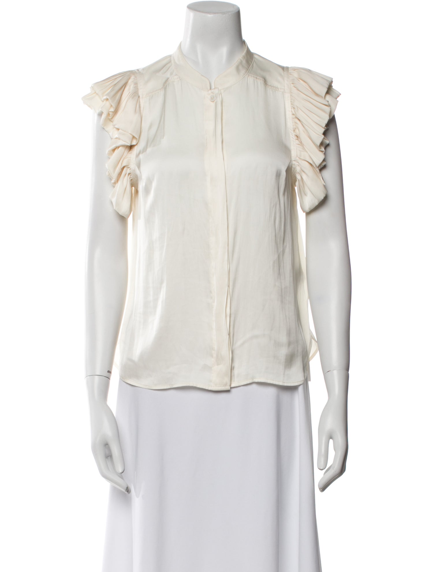 Zadig & Voltaire Mock Neck Short Sleeve Button-Up Top