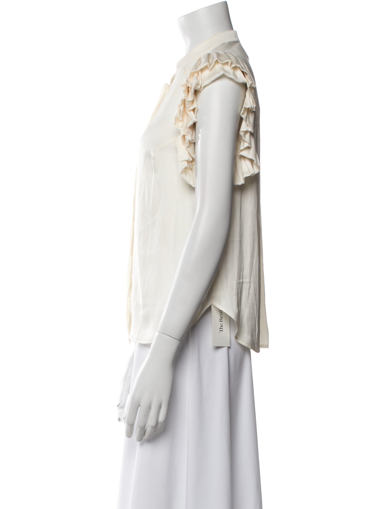 Zadig & Voltaire Mock Neck Short Sleeve Button-Up Top