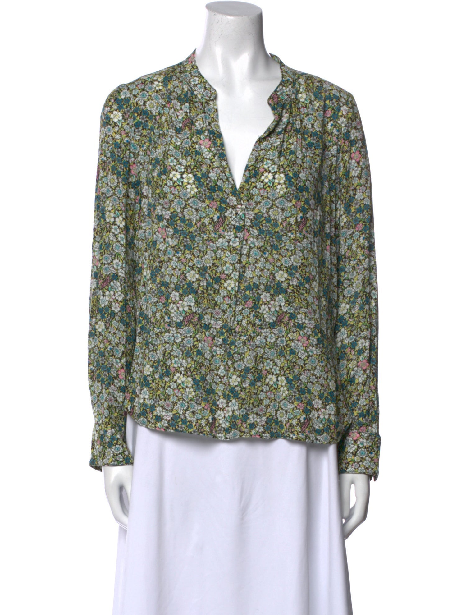 Zadig & Voltaire Floral Print V-Neck Blouse