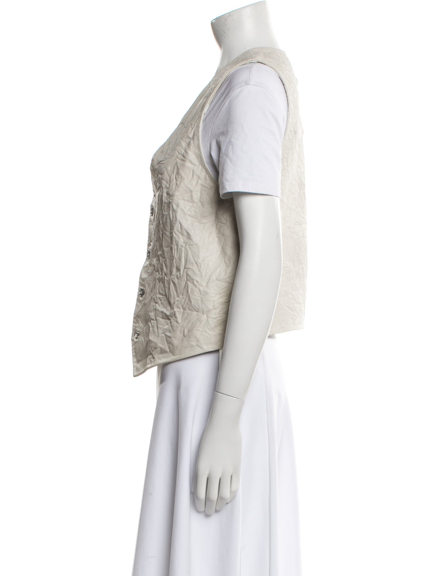 Zadig & Voltaire Lamb Leather V-Neck Button-Up Top