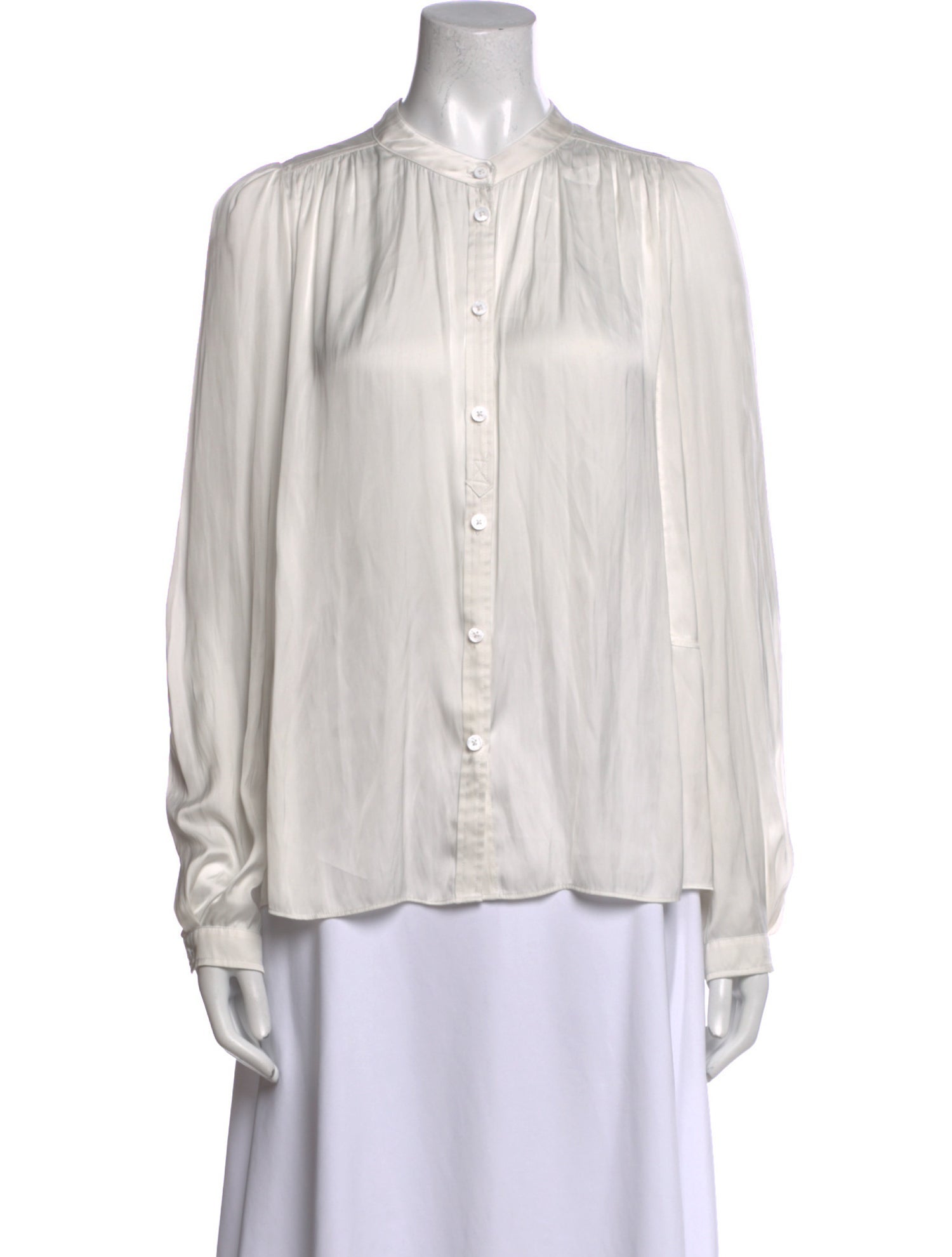 Zadig & Voltaire Mock Neck Long Sleeve Button-Up Top