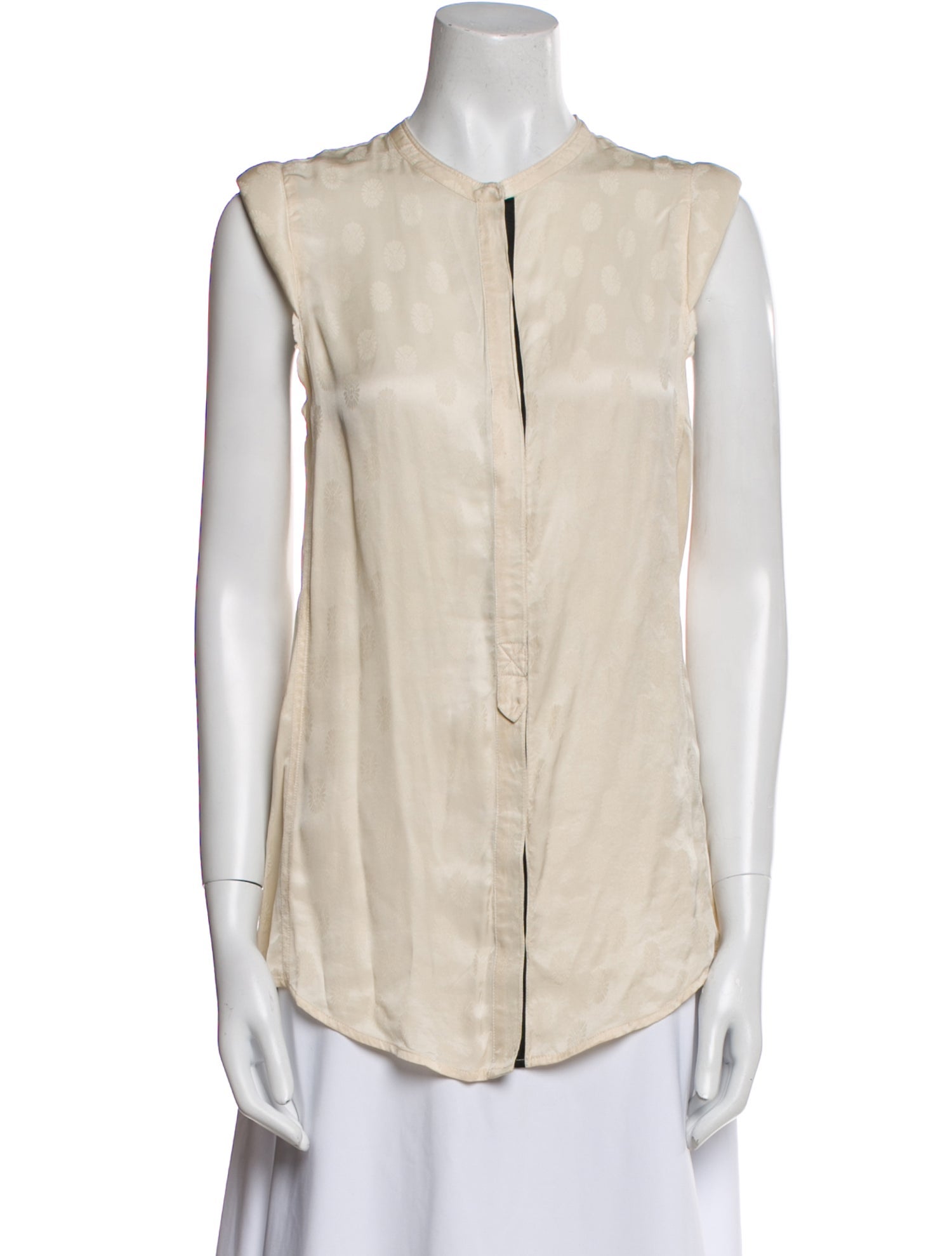 Zadig & Voltaire Silk Crew Neck Button-Up Top