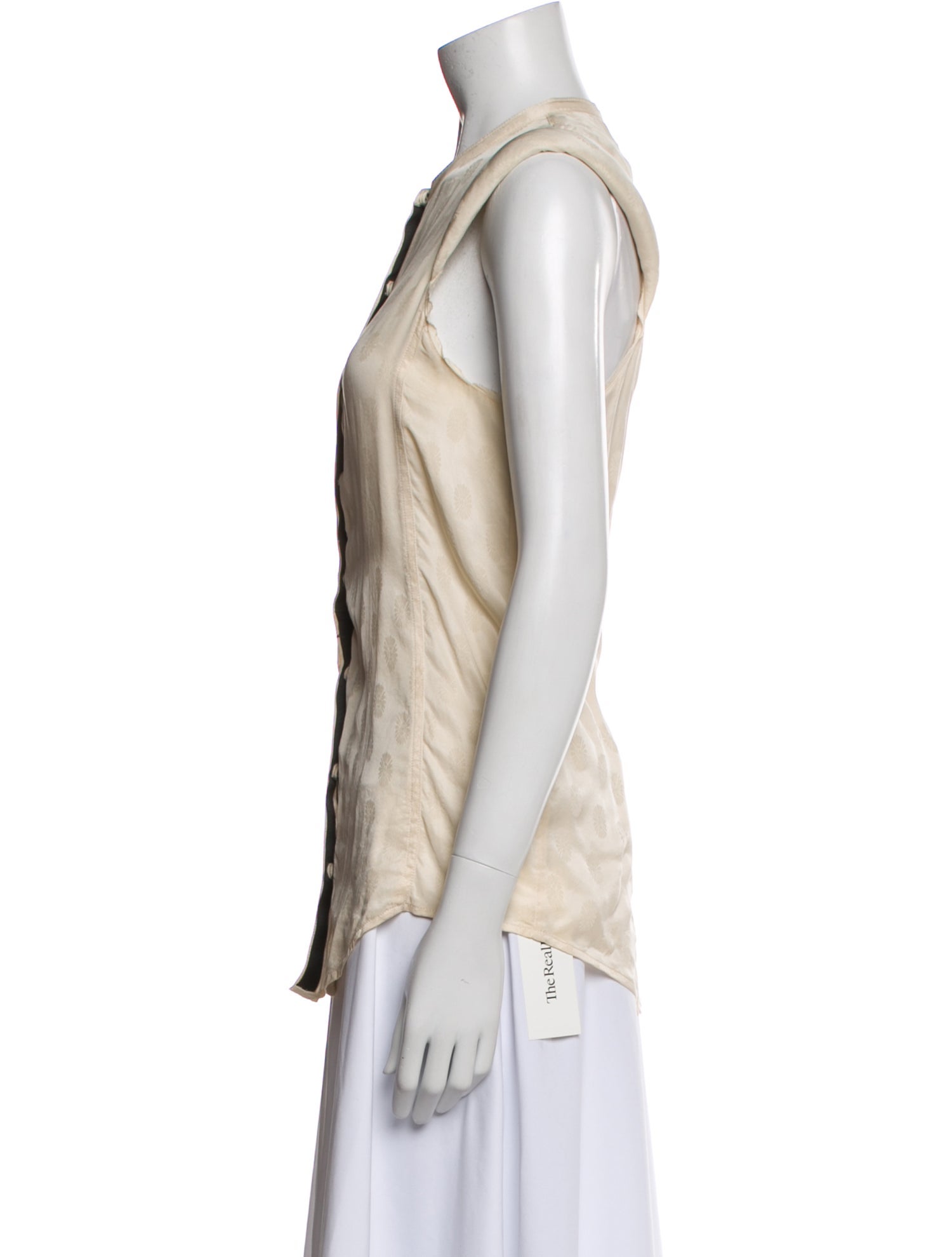 Zadig & Voltaire Silk Crew Neck Button-Up Top