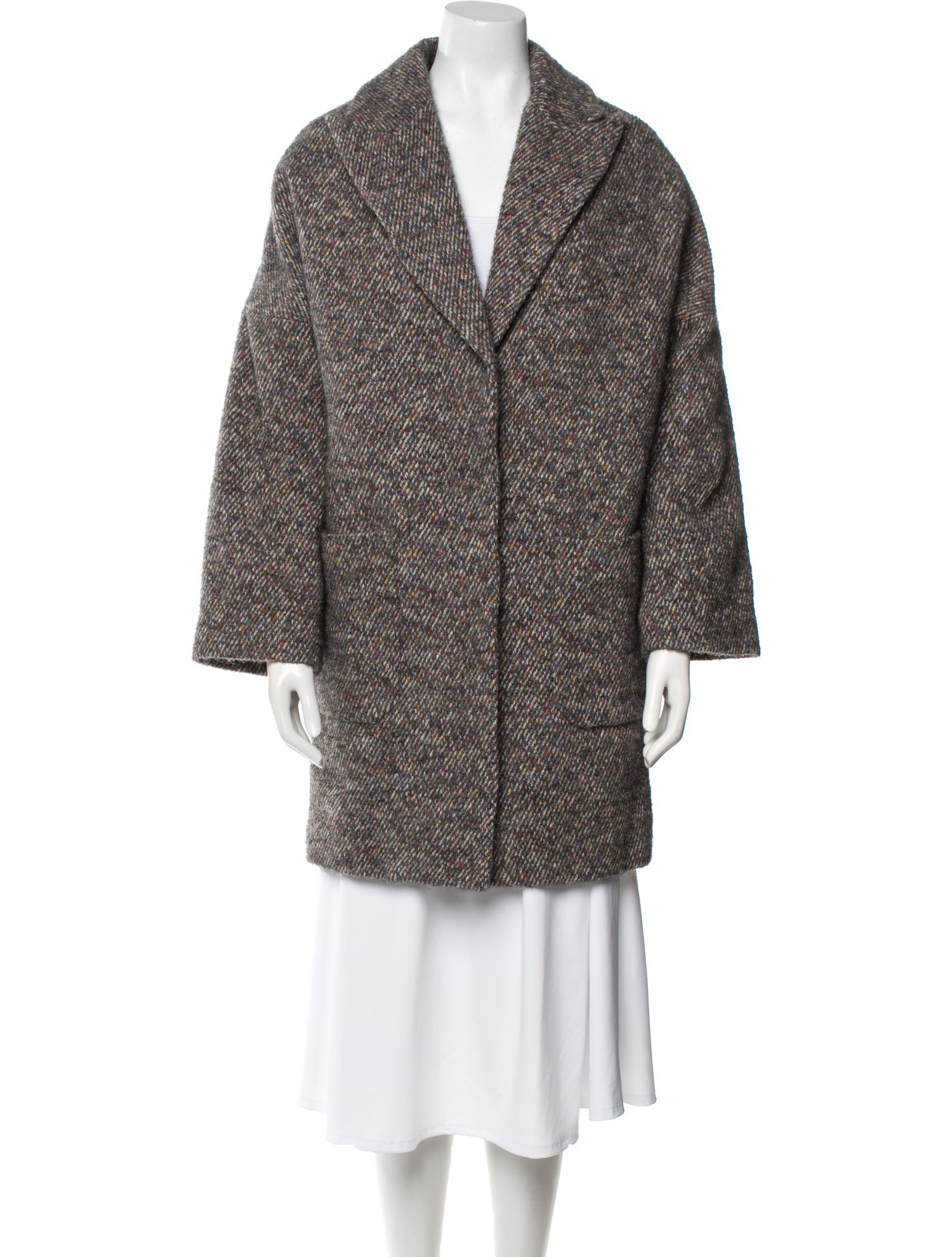 Zadig & Voltaire Wool Tweed Pattern Faux Fur Coat w/ Tags