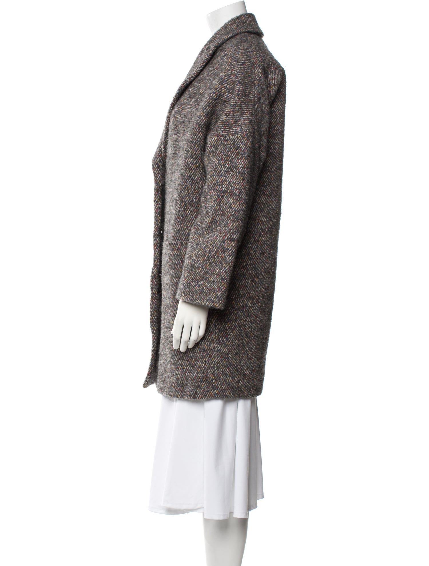 Zadig & Voltaire Wool Tweed Pattern Faux Fur Coat w/ Tags