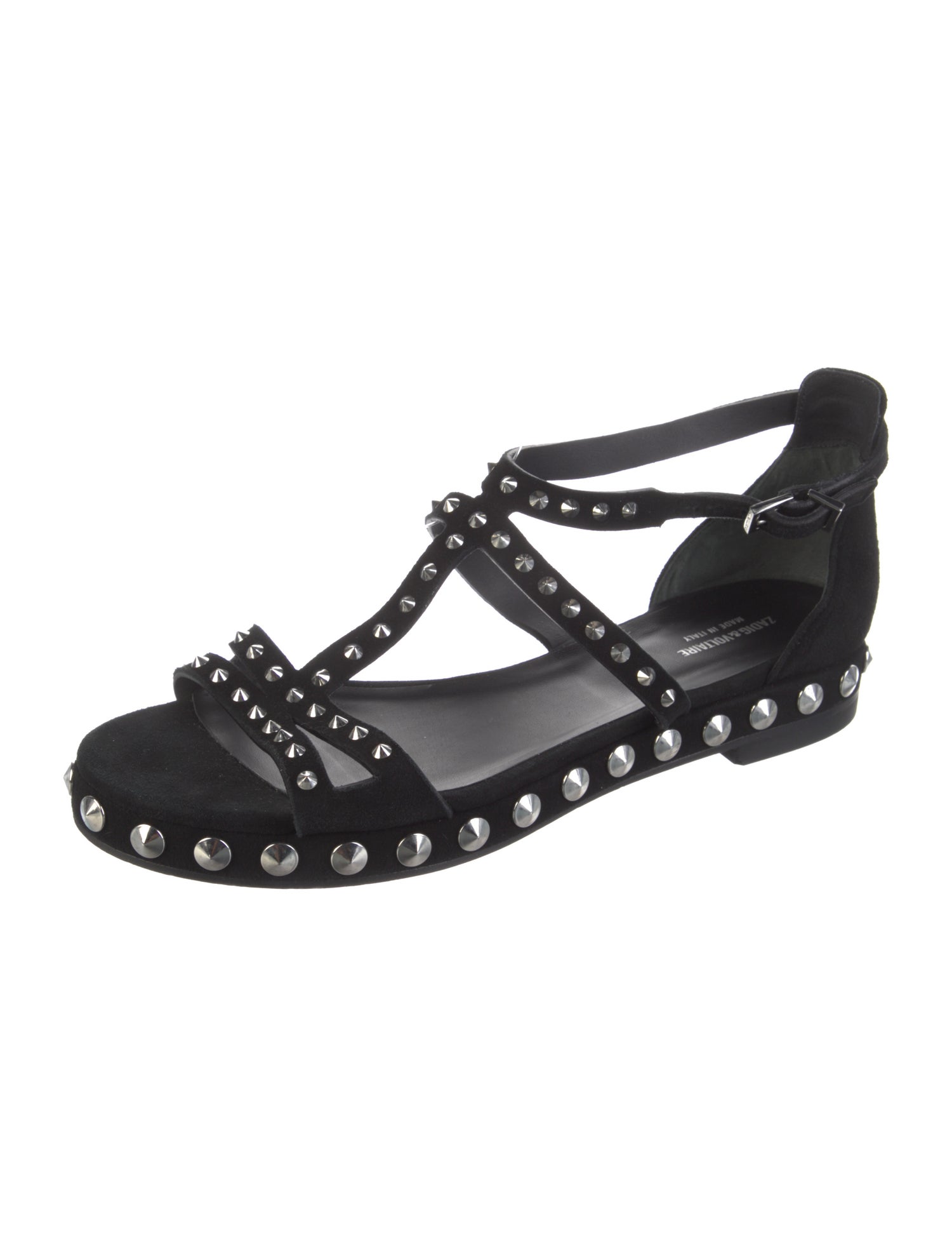 Zadig & Voltaire Suede Studded Accents Gladiator Sandals