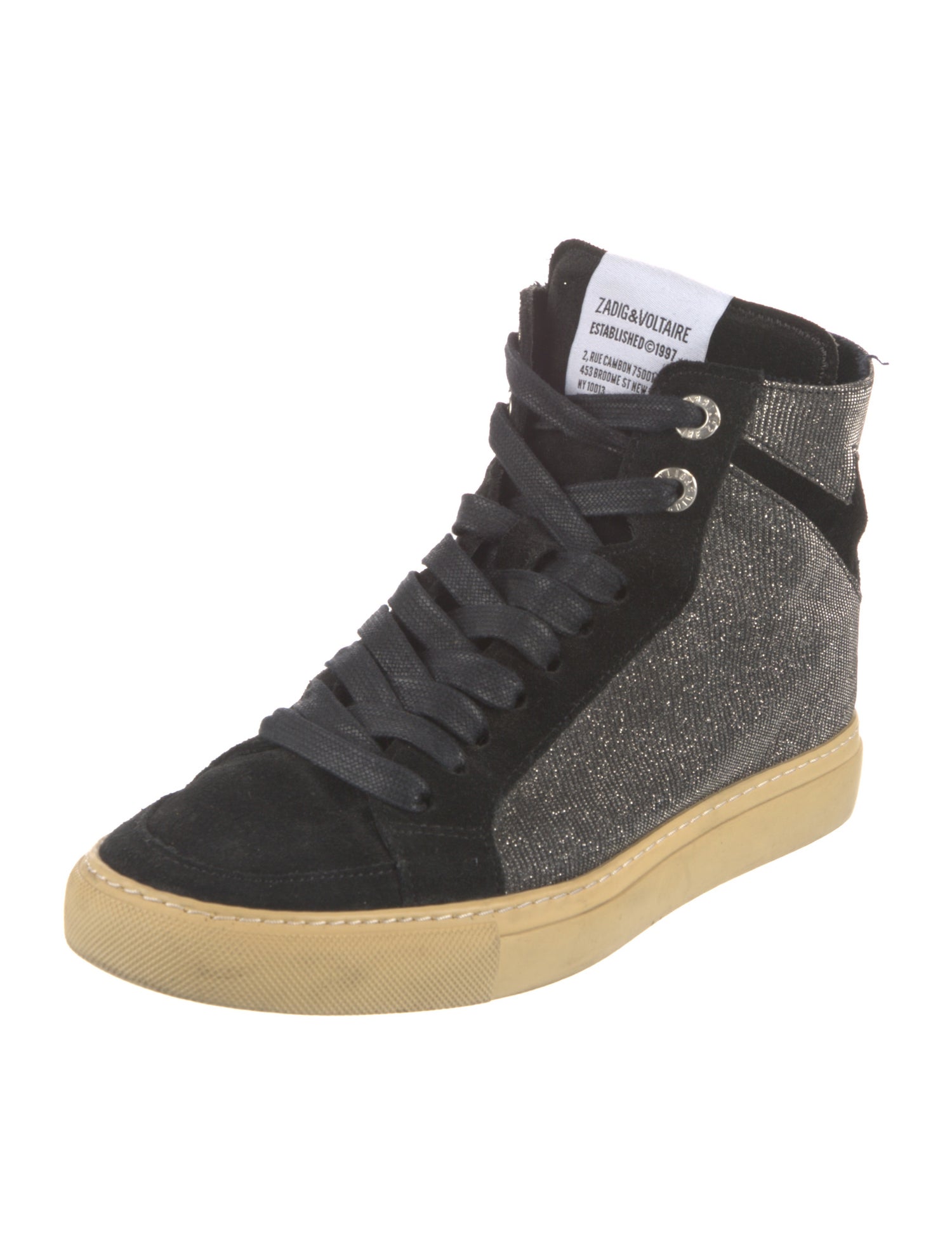 Zadig & Voltaire Suede Colorblock Pattern Sneakers
