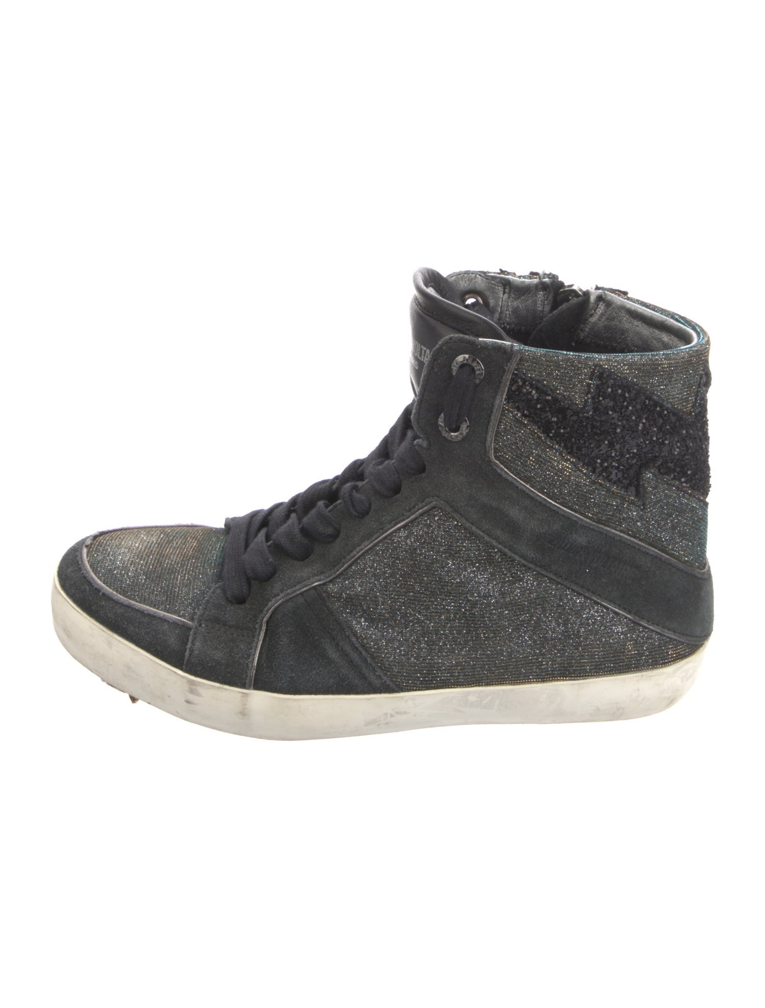 Zadig & Voltaire Suede Glitter Accents Sneakers