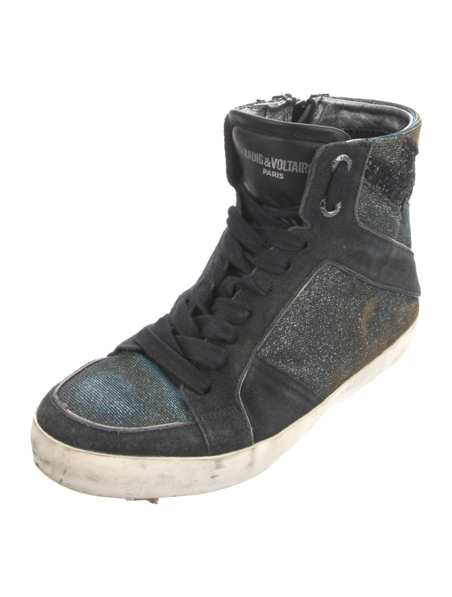 Zadig & Voltaire Suede Glitter Accents Sneakers