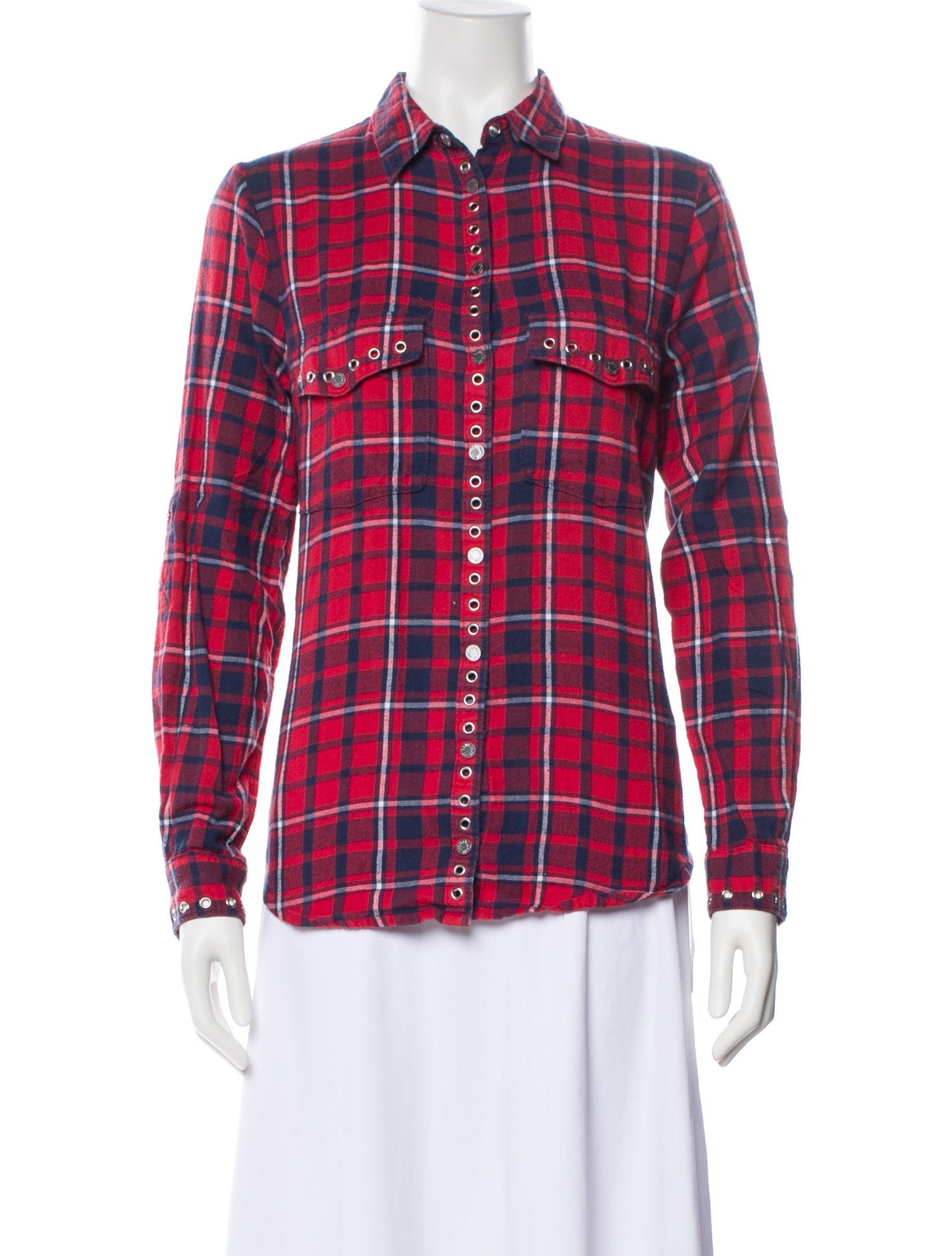 Zadig & Voltaire Plaid Print Long Sleeve Button-Up Top