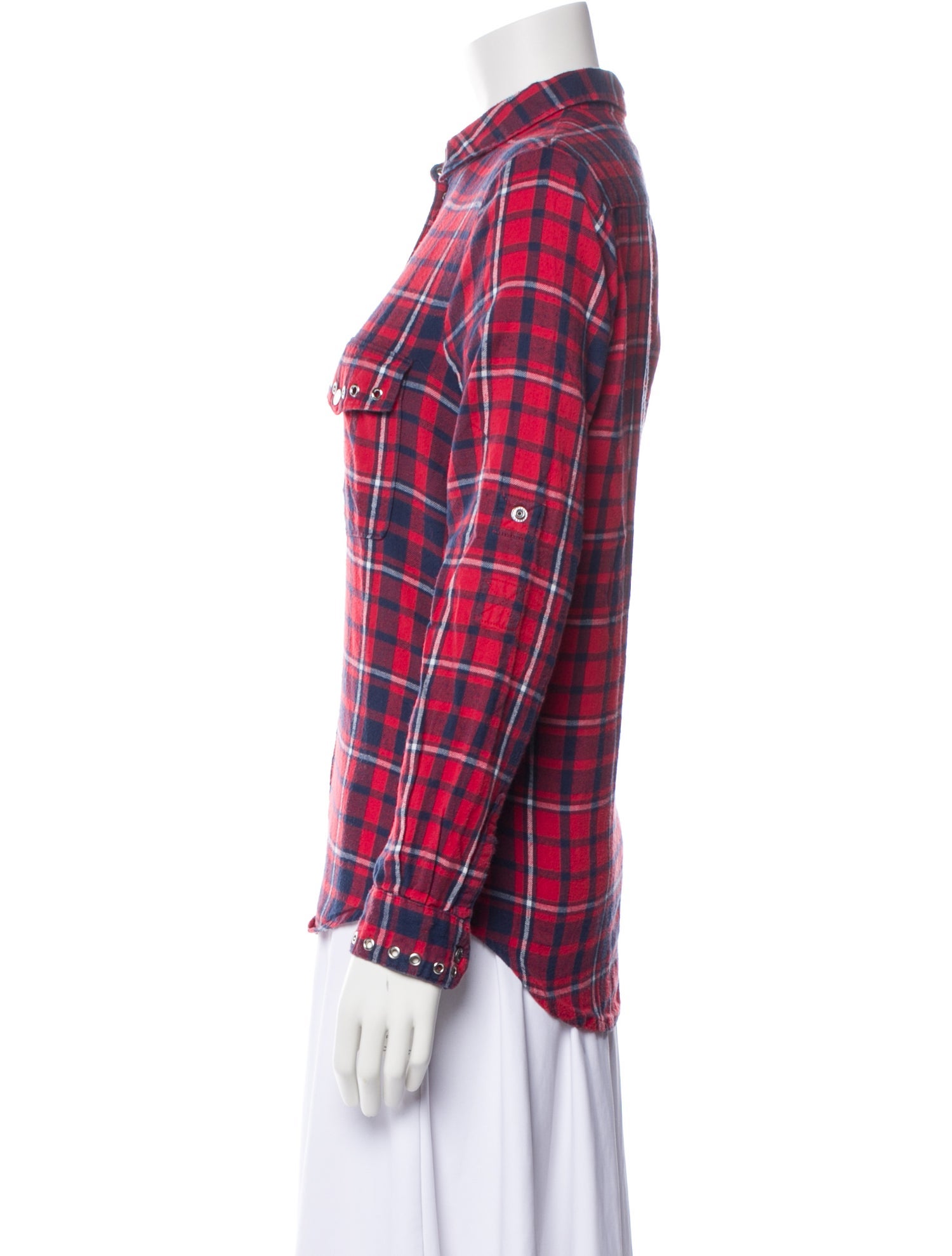 Zadig & Voltaire Plaid Print Long Sleeve Button-Up Top