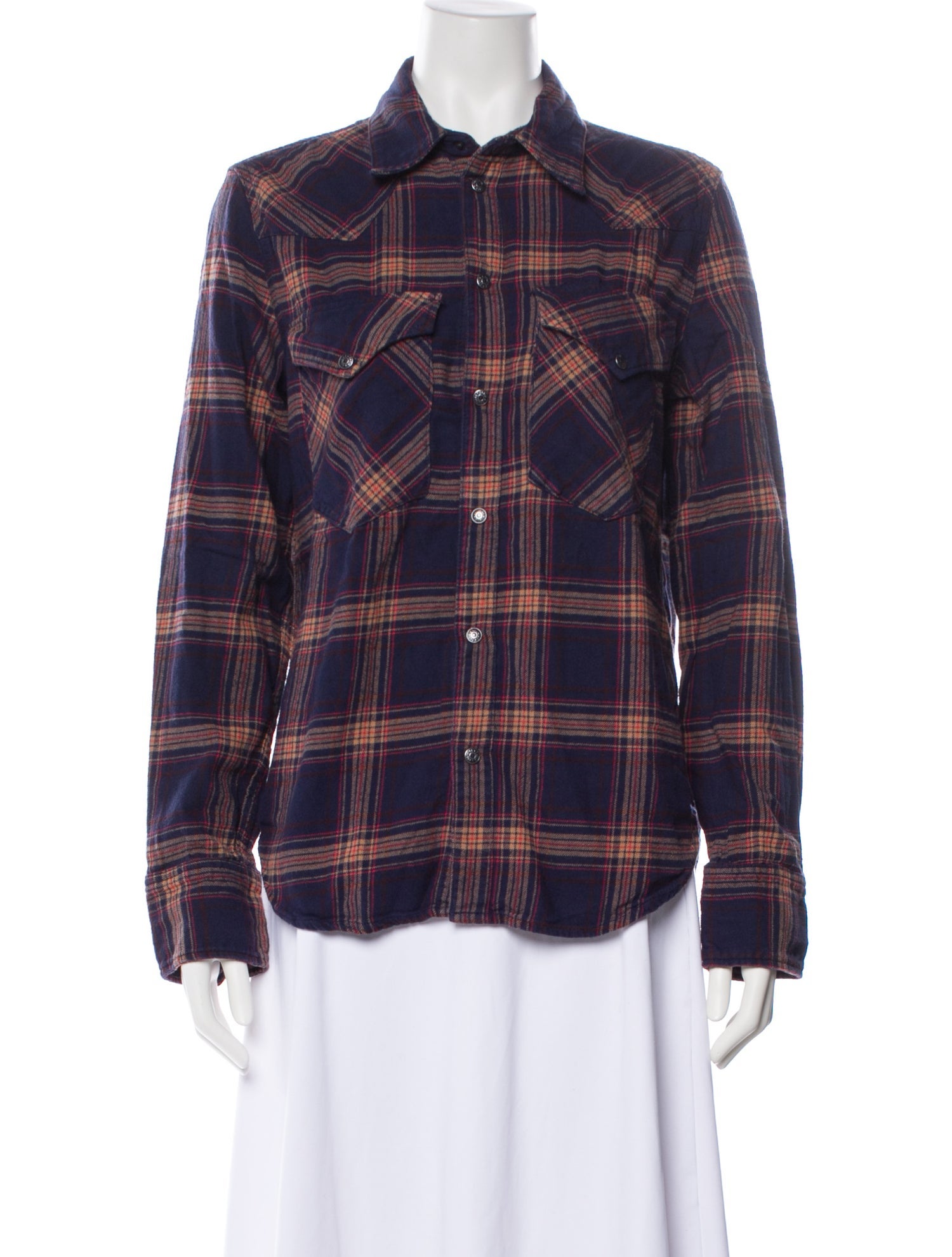 Zadig & Voltaire Plaid Print Long Sleeve Button-Up Top