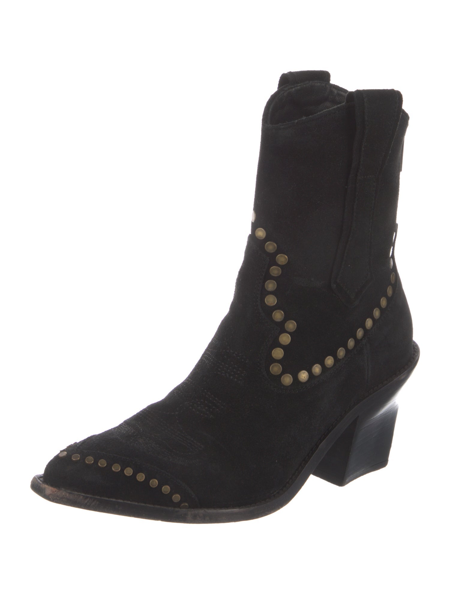 Zadig & Voltaire Suede Studded Accents Western Boots