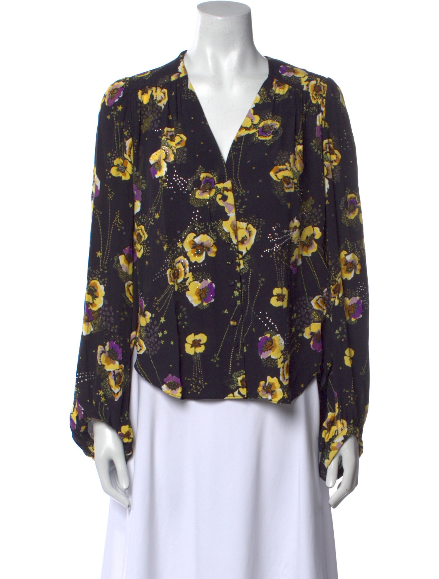 Zadig & Voltaire Floral Print V-Neck Blouse