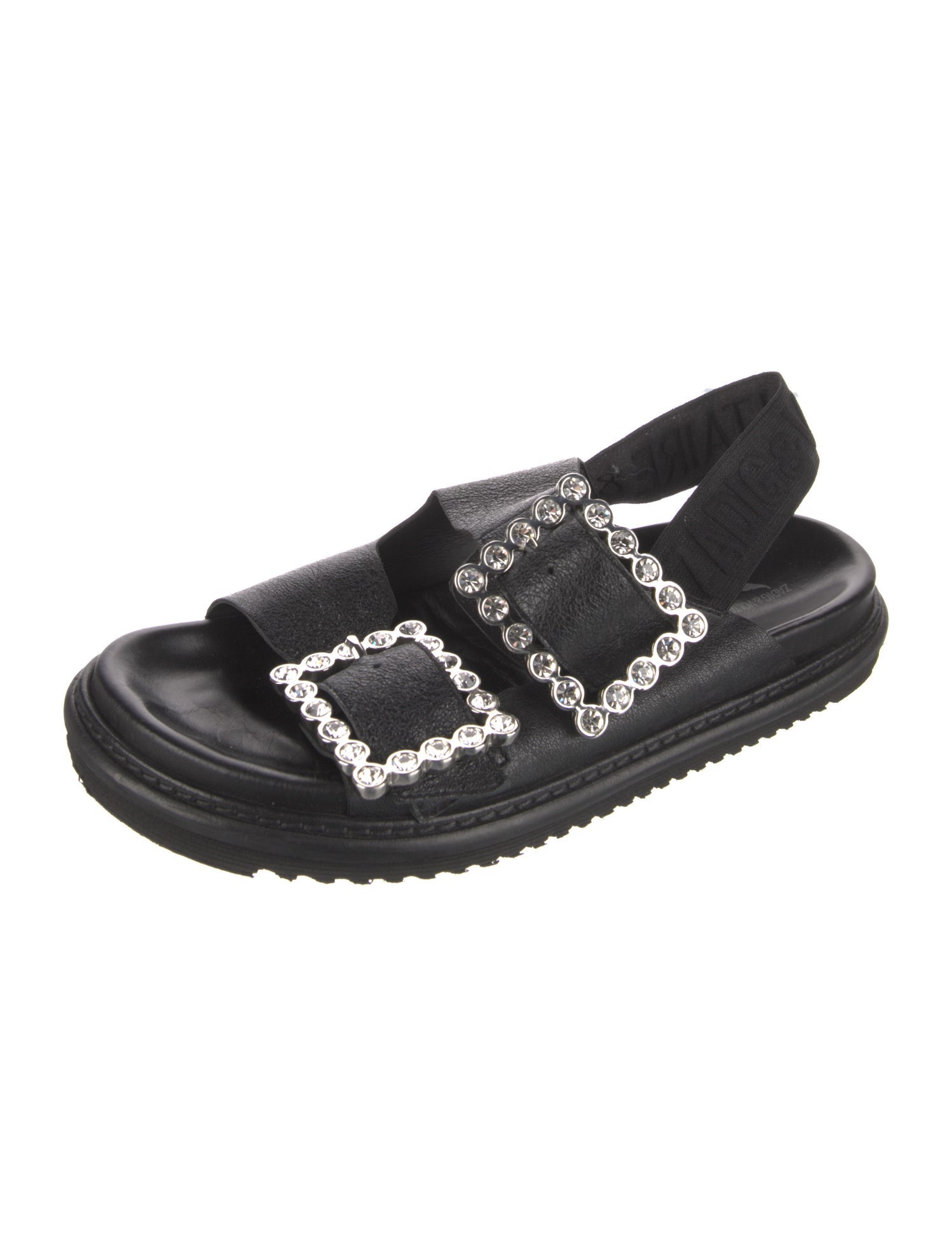 Zadig & Voltaire Leather Crystal Embellishments Slingback Sandals