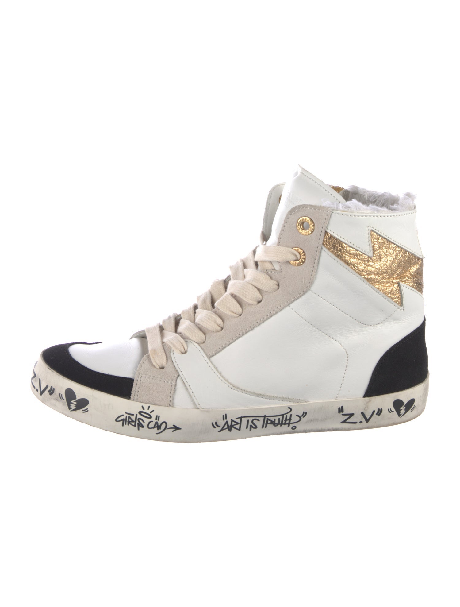 Zadig & Voltaire Leather Colorblock Pattern Sneakers