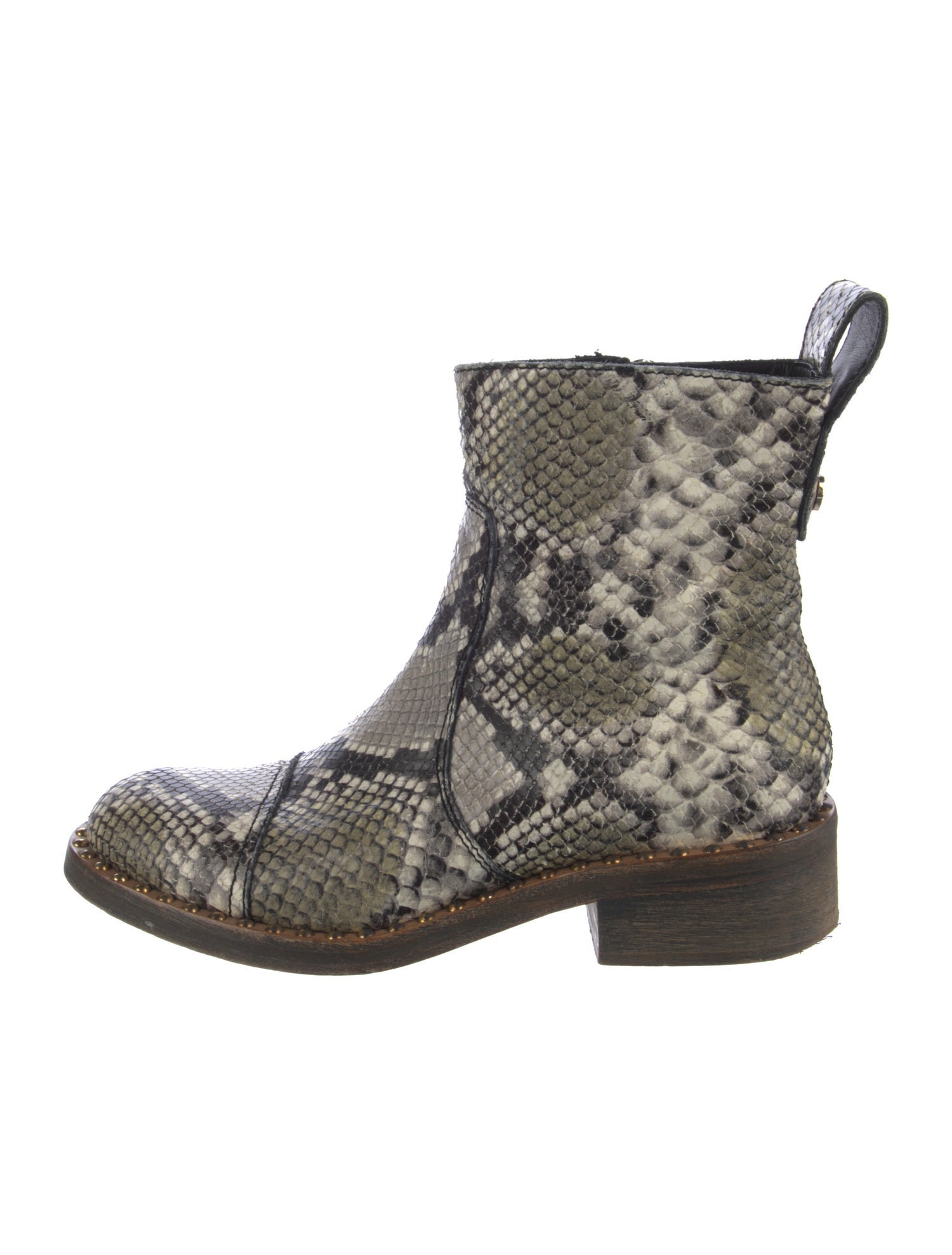 Zadig & Voltaire Snakeskin Animal Print Moto Boots