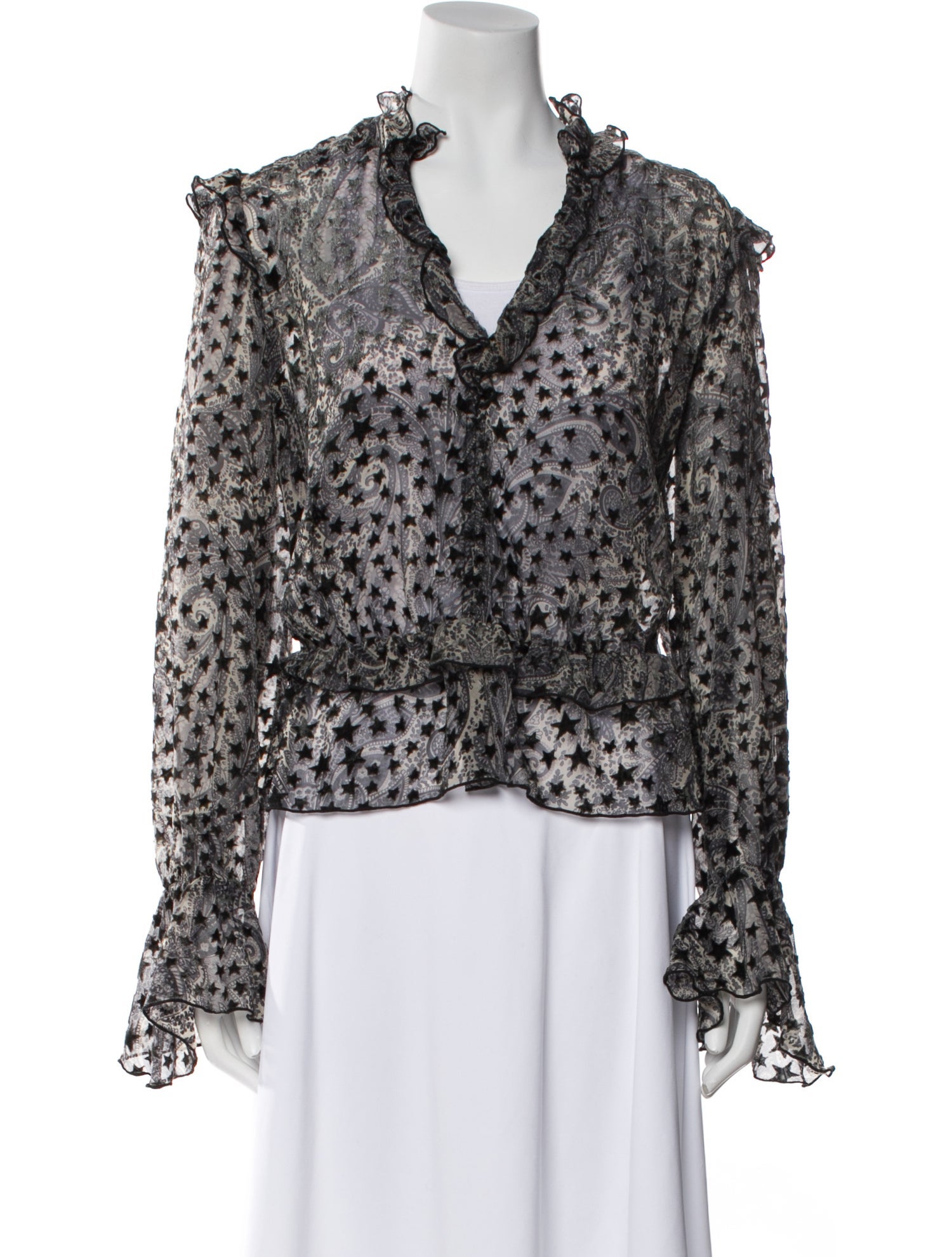 Zadig & Voltaire Floral Print V-Neck Blouse