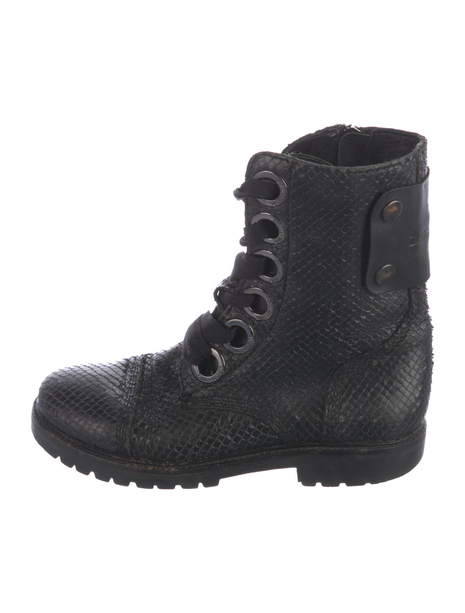 Zadig & Voltaire Embossed Leather Combat Boots