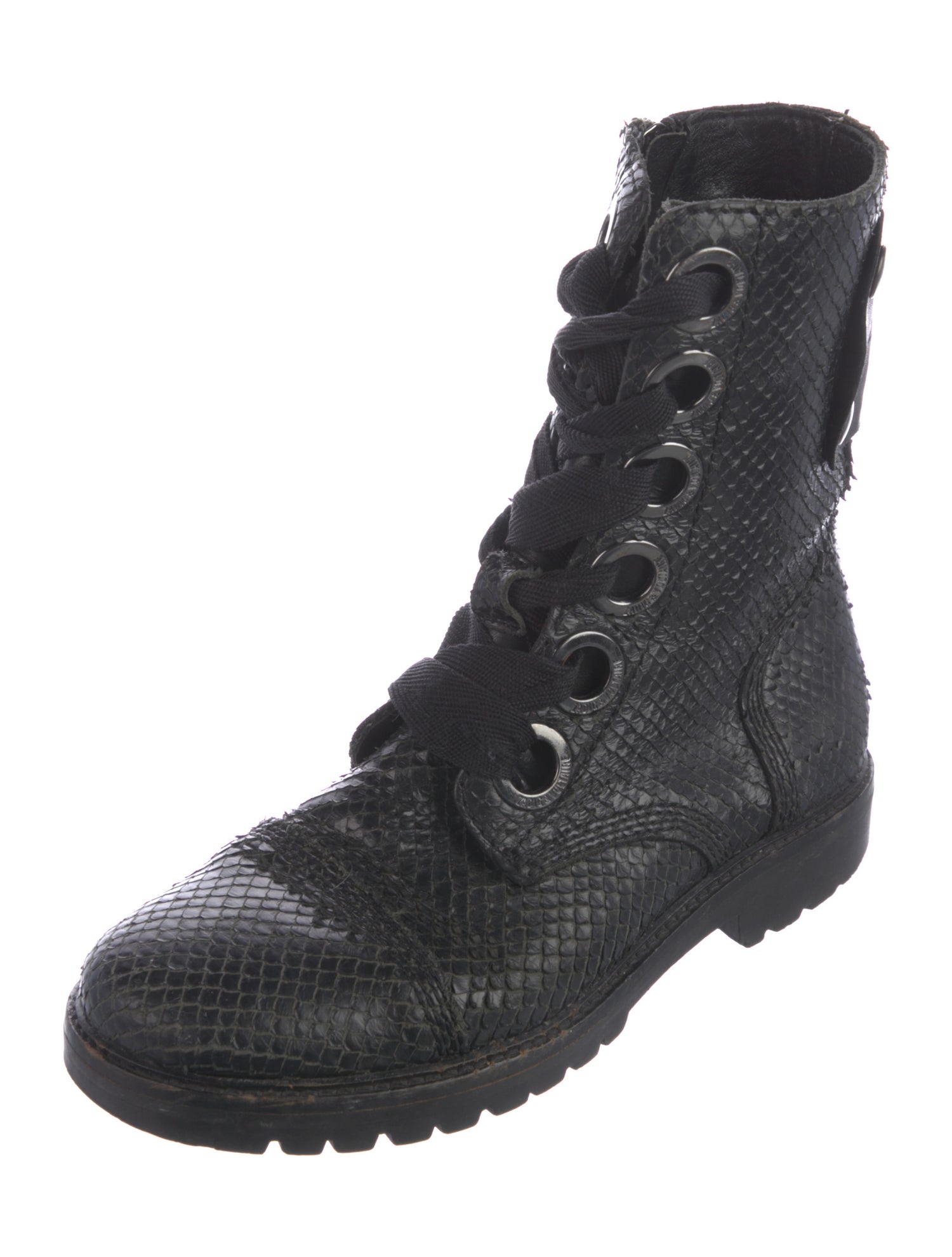 Zadig & Voltaire Embossed Leather Combat Boots