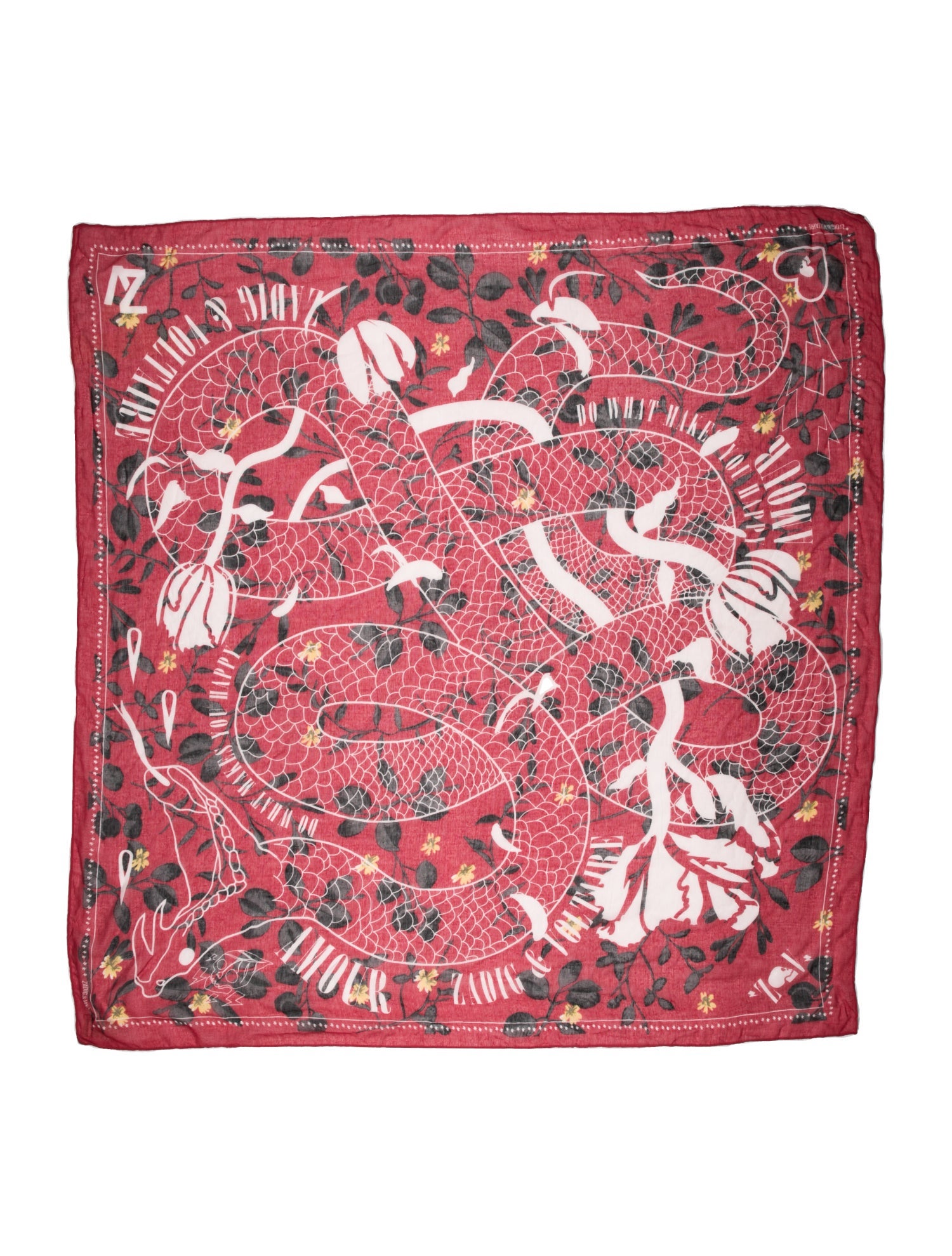 Zadig & Voltaire Checkered Print Floral Print Scarf