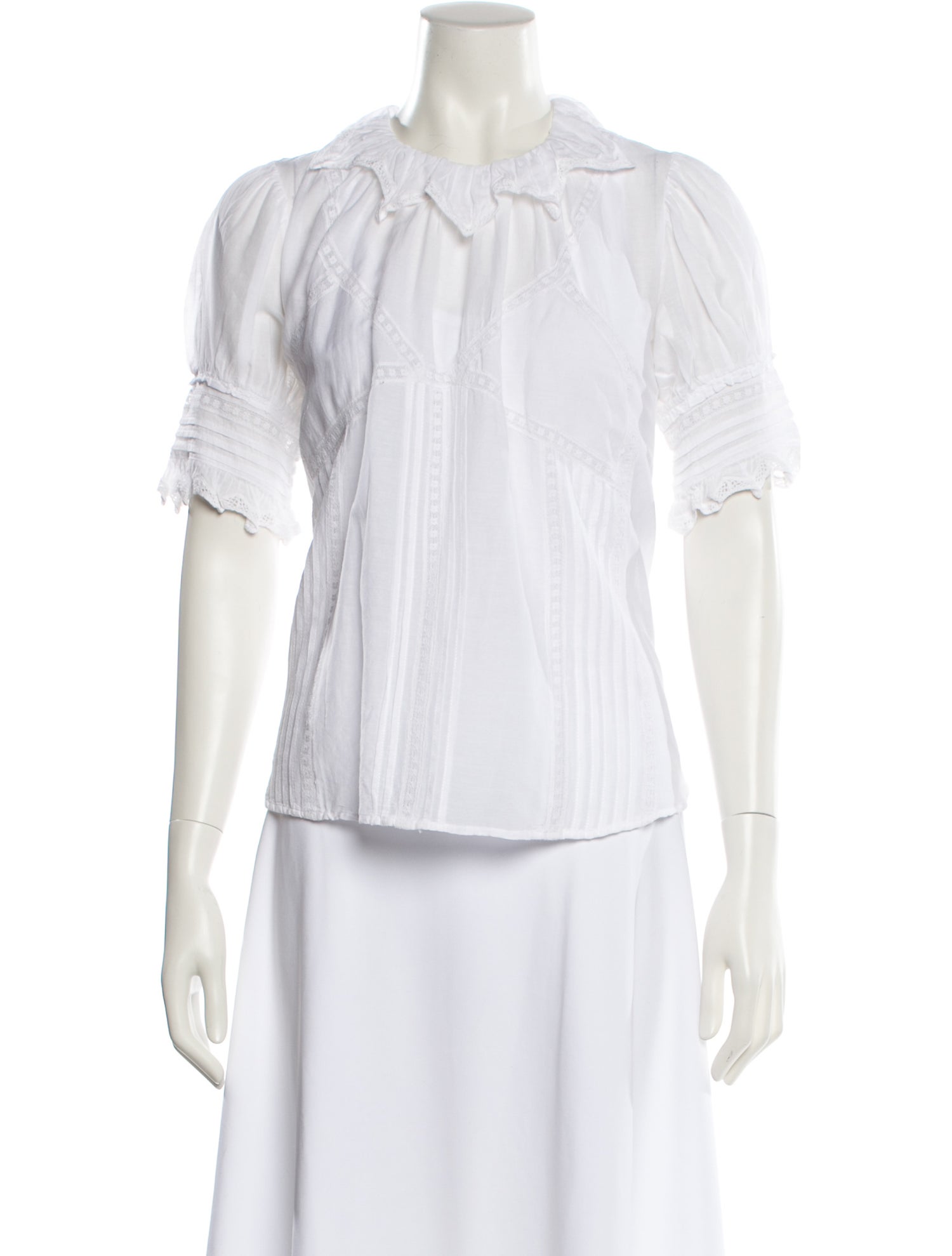 Zadig & Voltaire Crew Neck Short Sleeve Button-Up Top