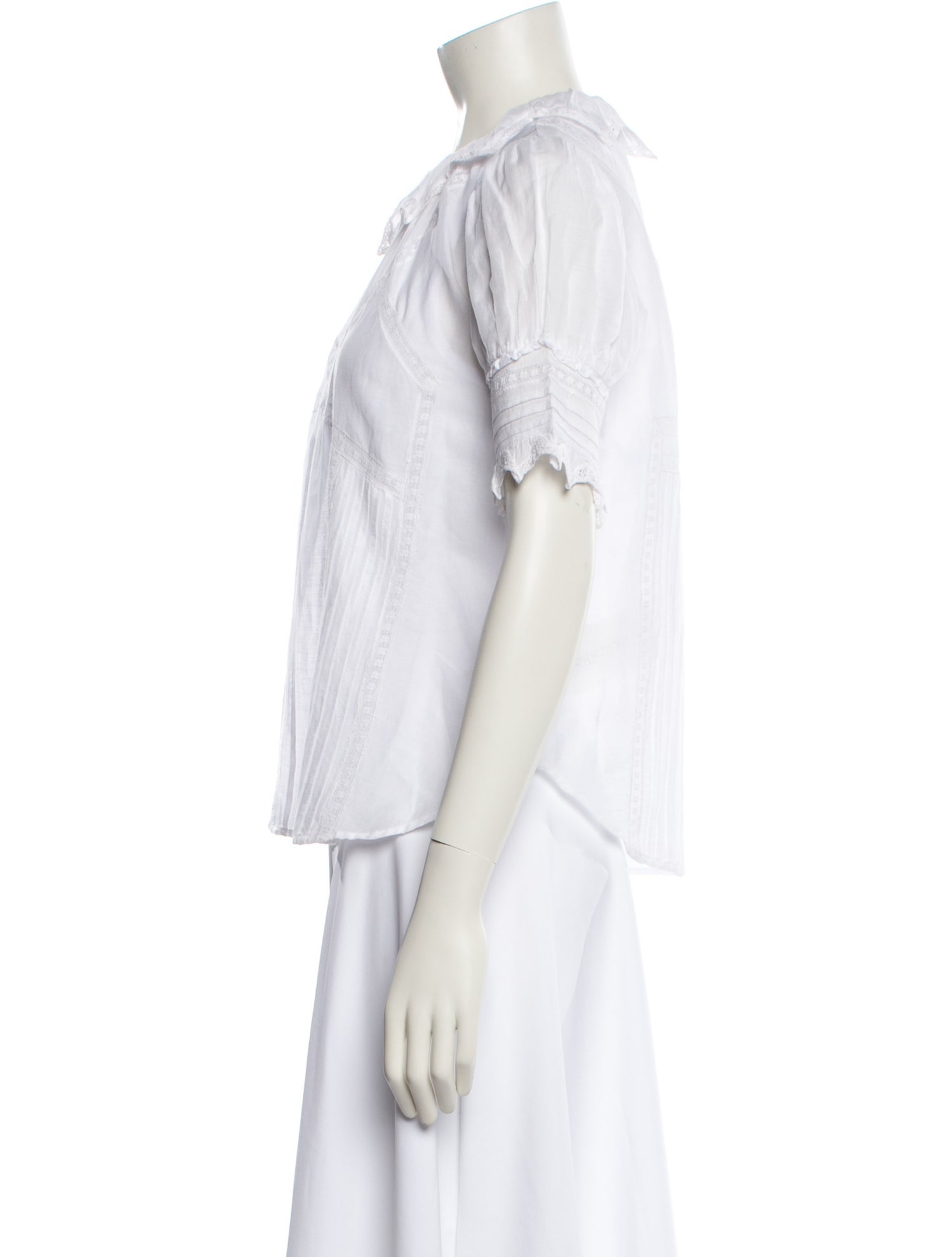 Zadig & Voltaire Crew Neck Short Sleeve Button-Up Top