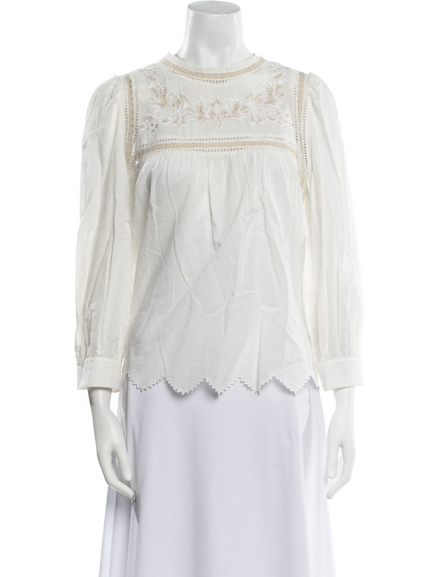 Zadig & Voltaire Mock Neck Three-Quarter Sleeve Blouse