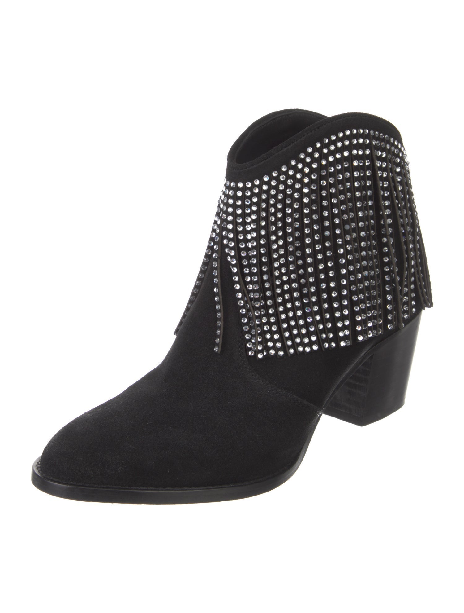 Zadig & Voltaire Suede Crystal Embellishments Western Boots