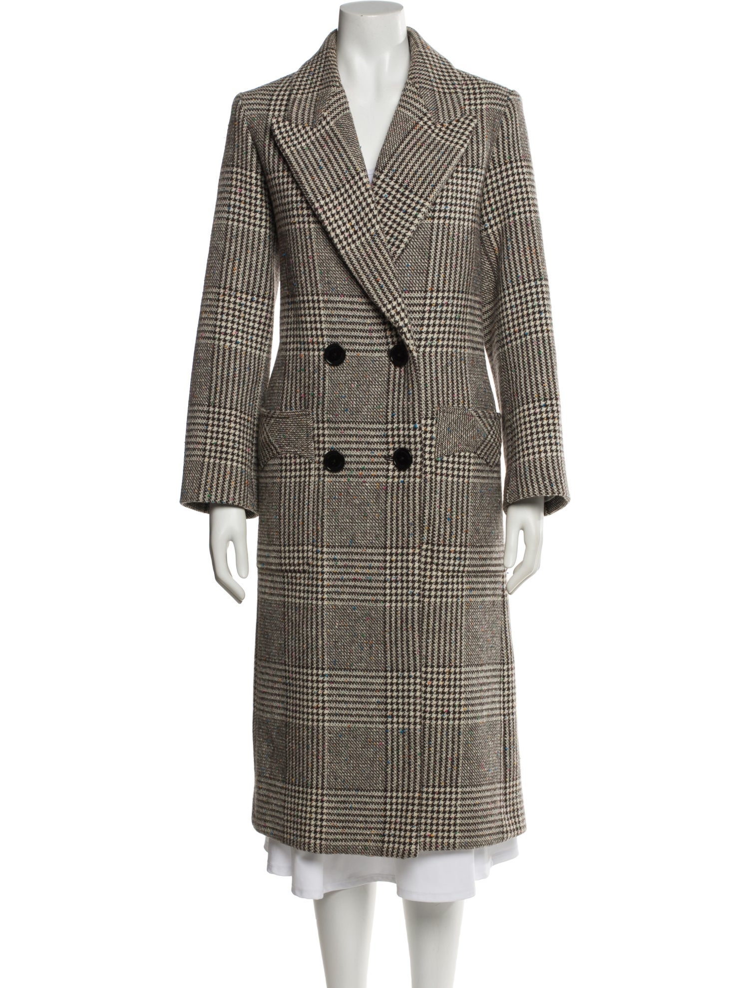 Zadig & Voltaire Wool Plaid Print Peacoat