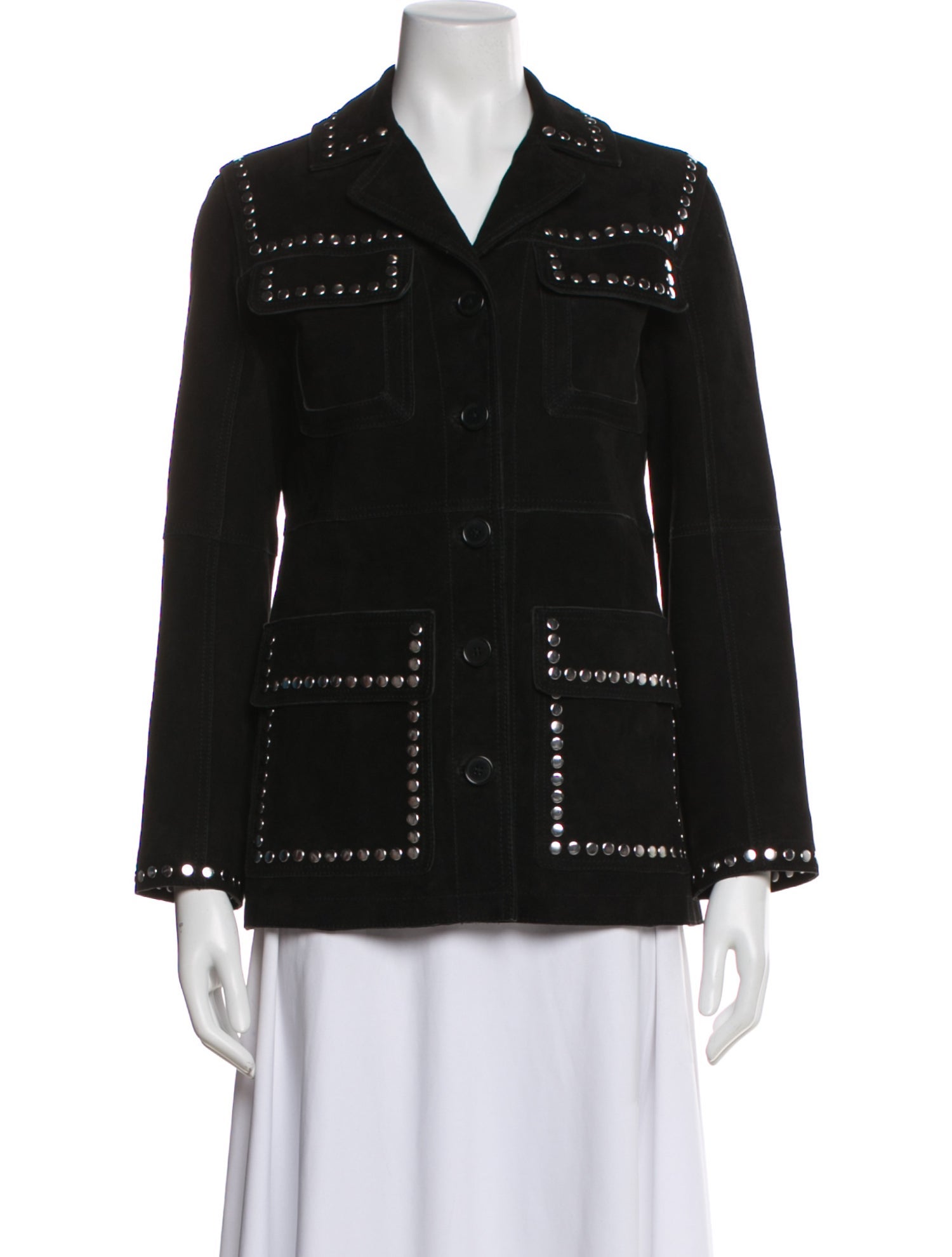 Zadig & Voltaire Leather Plaid Print Evening Jacket