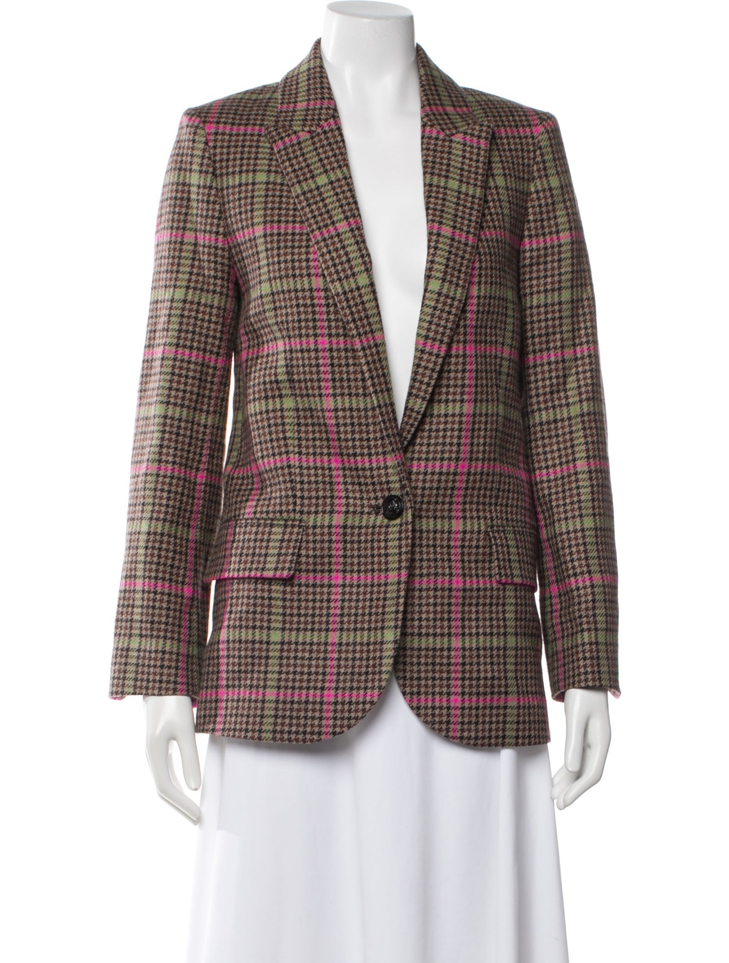 Zadig & Voltaire Virgin Wool Plaid Print Blazer
