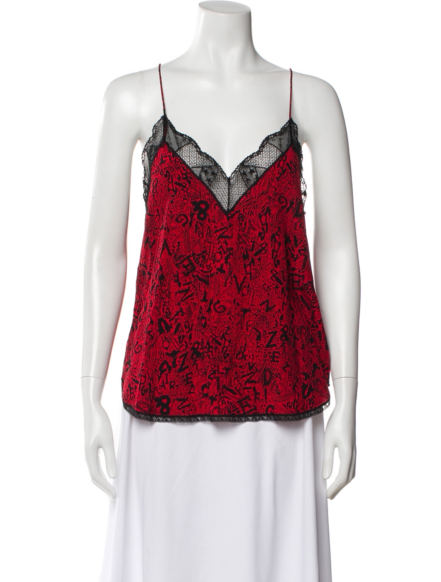 Zadig & Voltaire Graphic Print V-Neck Top w/ Tags