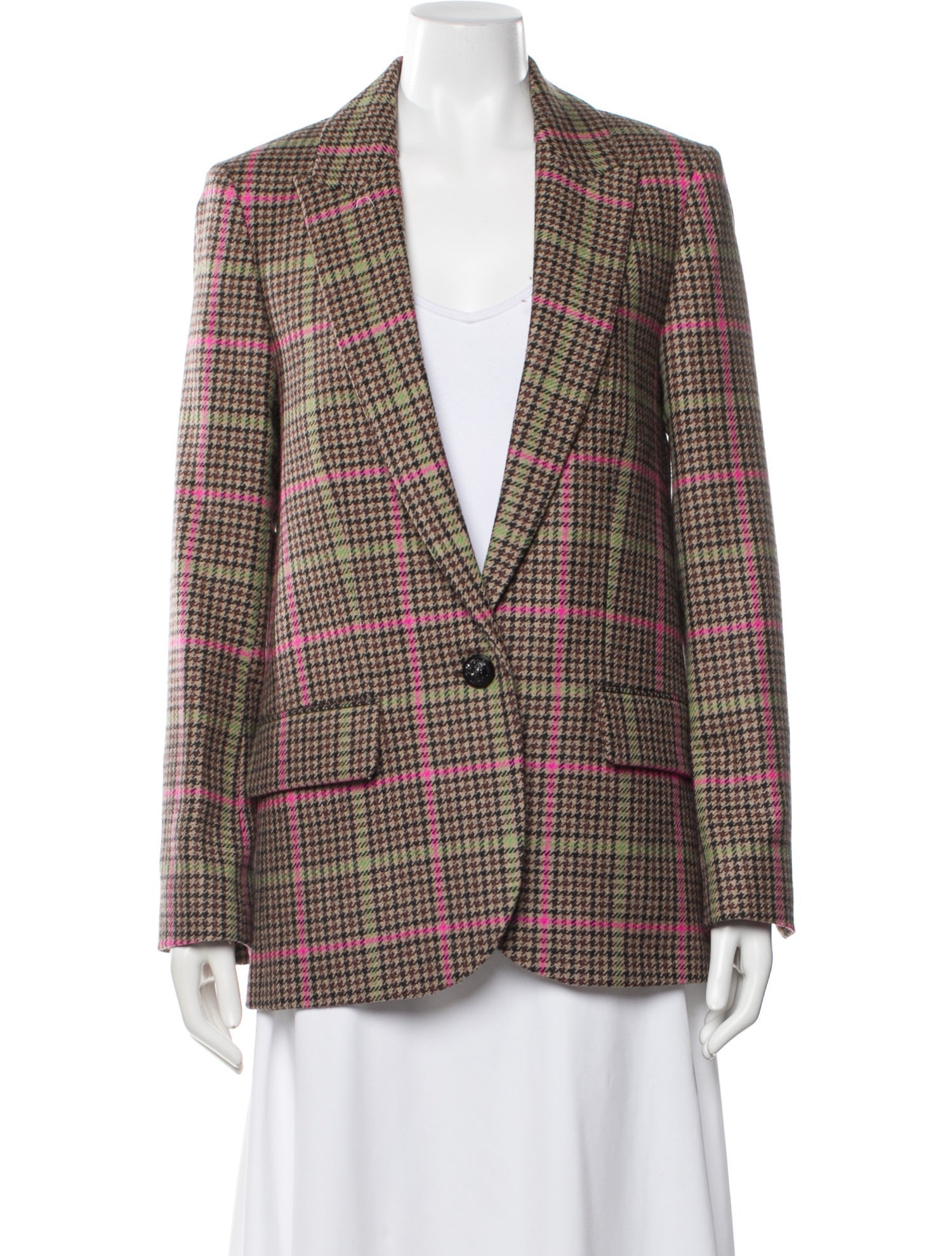 Zadig & Voltaire Wool Plaid Print Blazer