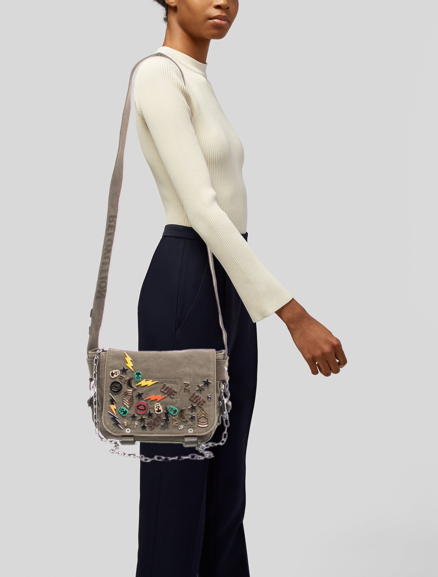 Zadig & Voltaire Canvas Messenger Bag - Green Crossbody Bags