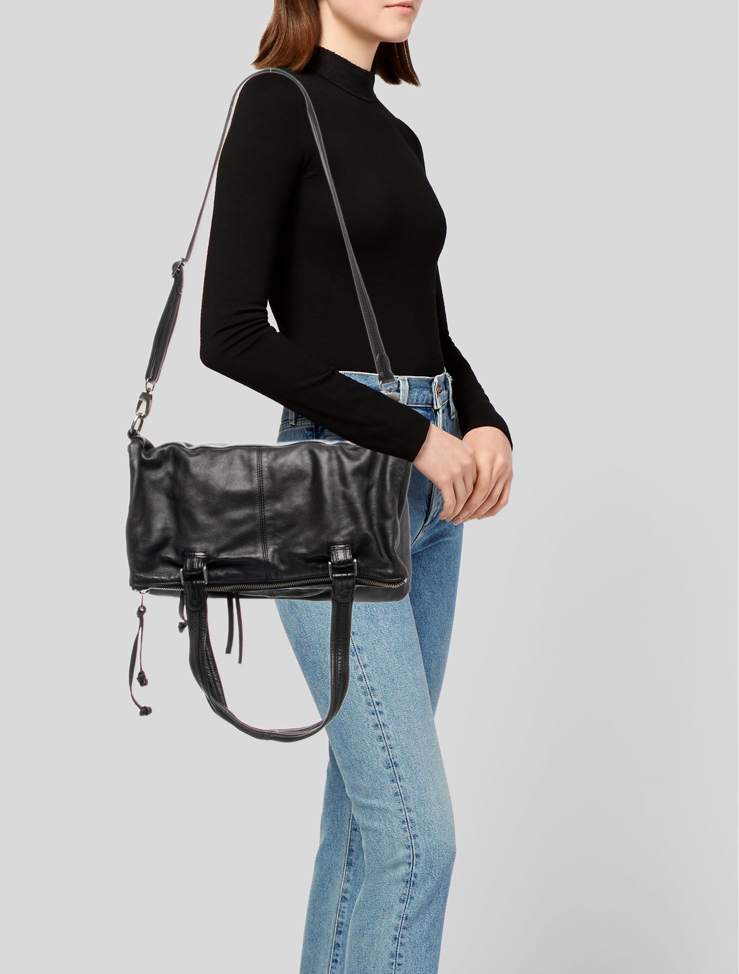Jas M.B. Leather Shoulder Bag - Black Hobos, Handbags - WJM20087