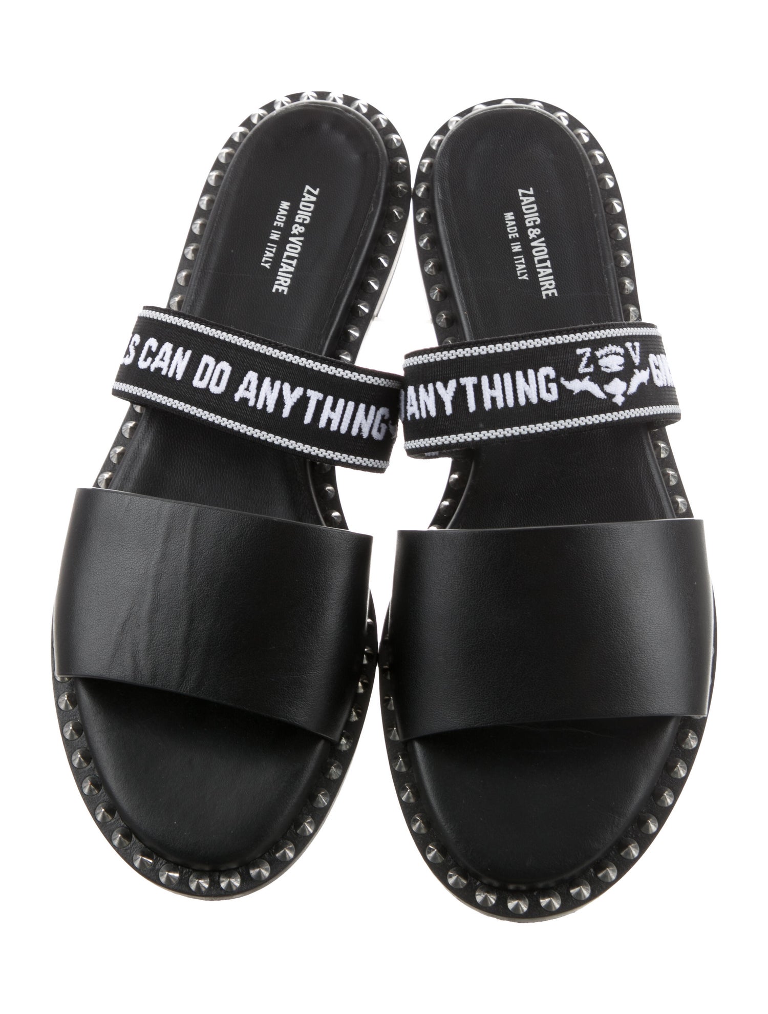 Zadig & Voltaire Leather Slide Sandals Shoes ZAV27903 The RealReal