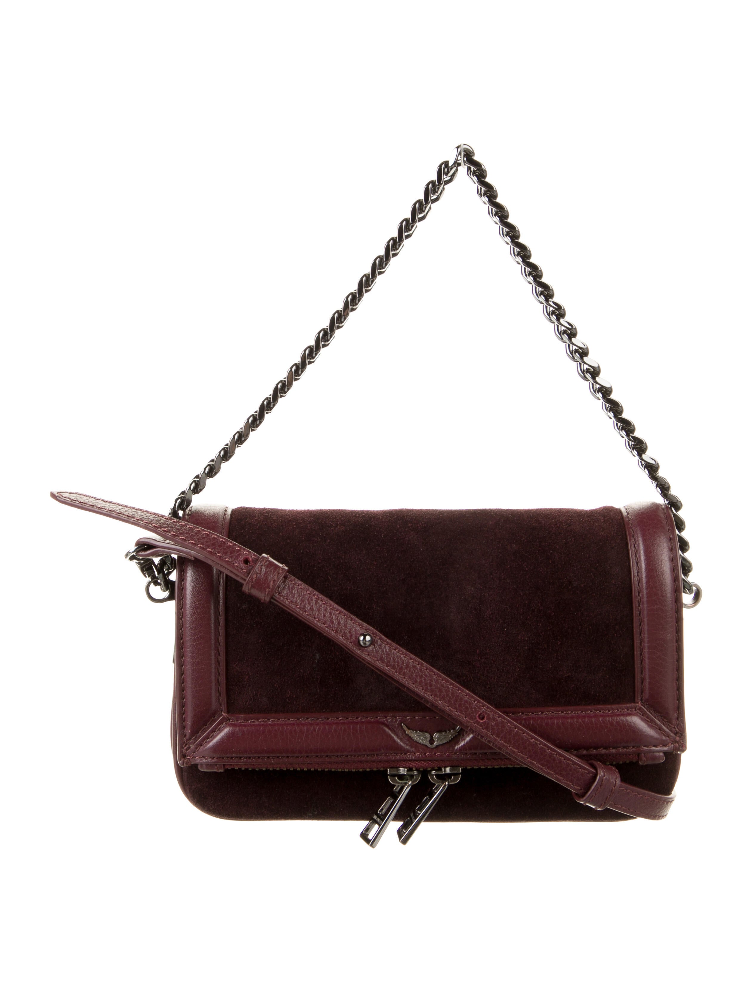 Zadig & Voltaire Suede LeatherTrimmed Crossbody Bag Purple Crossbody