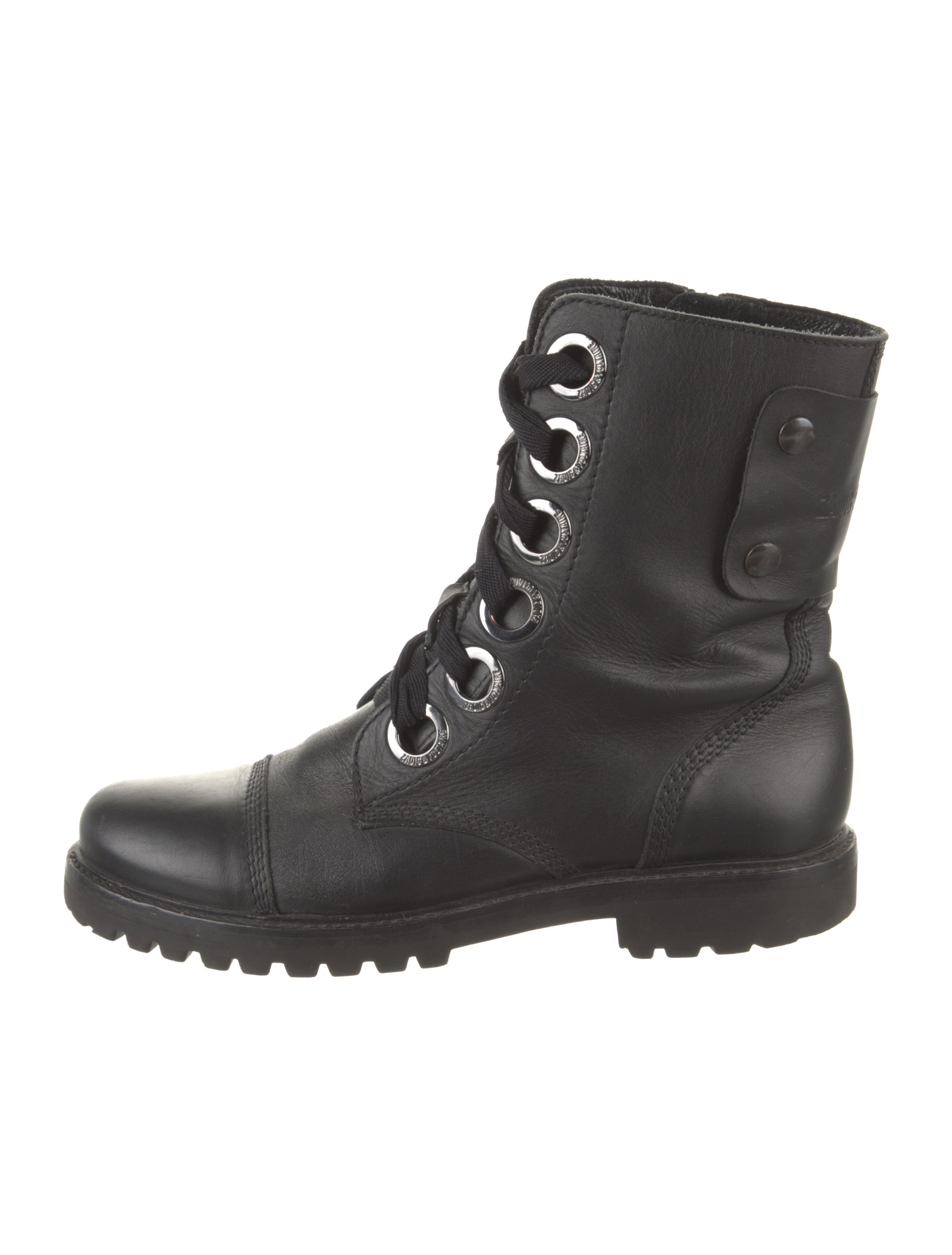 Zadig & Voltaire Leather Combat Boots - Black Boots, Shoes - ZAV66333 ...