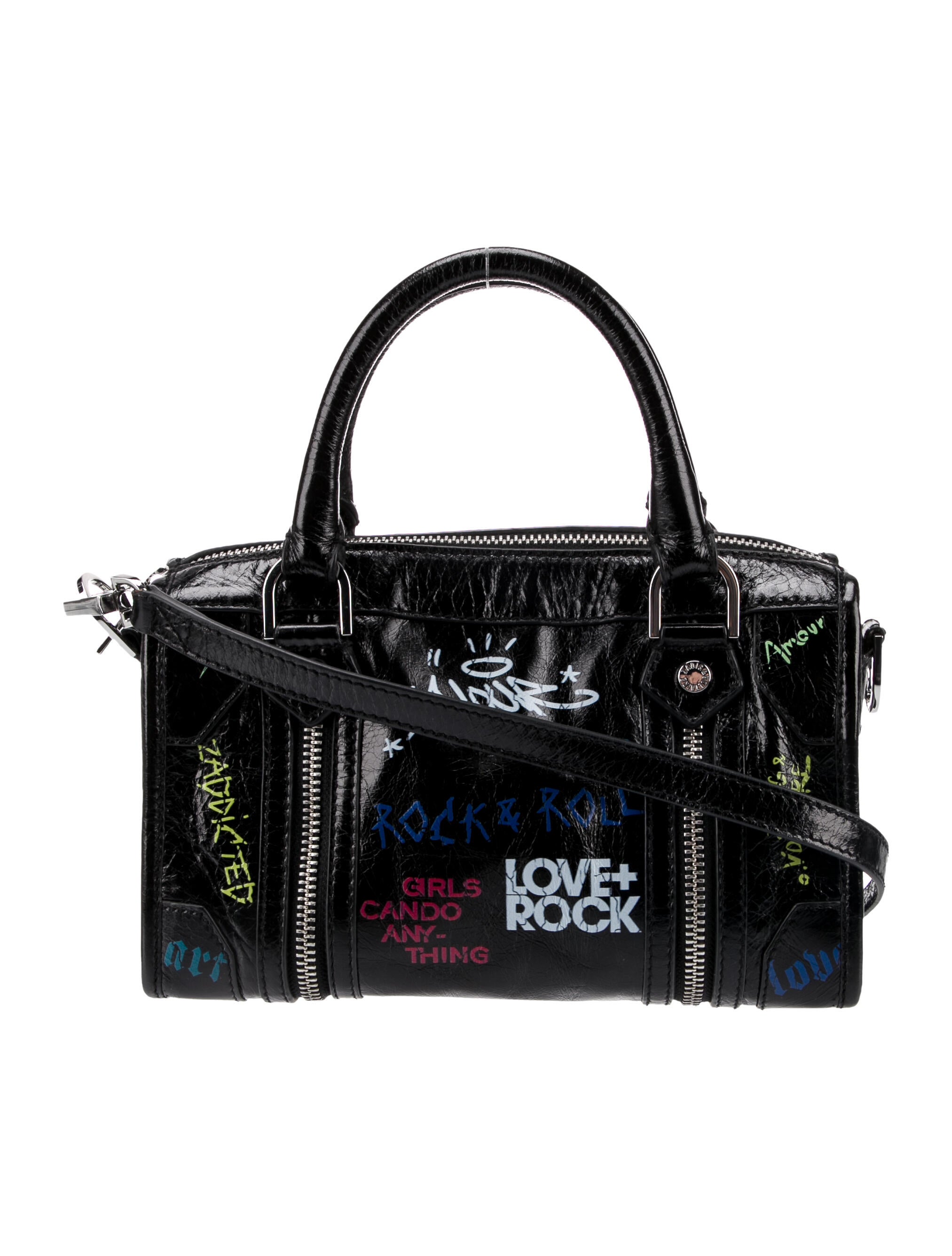 うぃる Zadig & Voltaire Leather Graffiti Handle Bag - Black Handle Bags