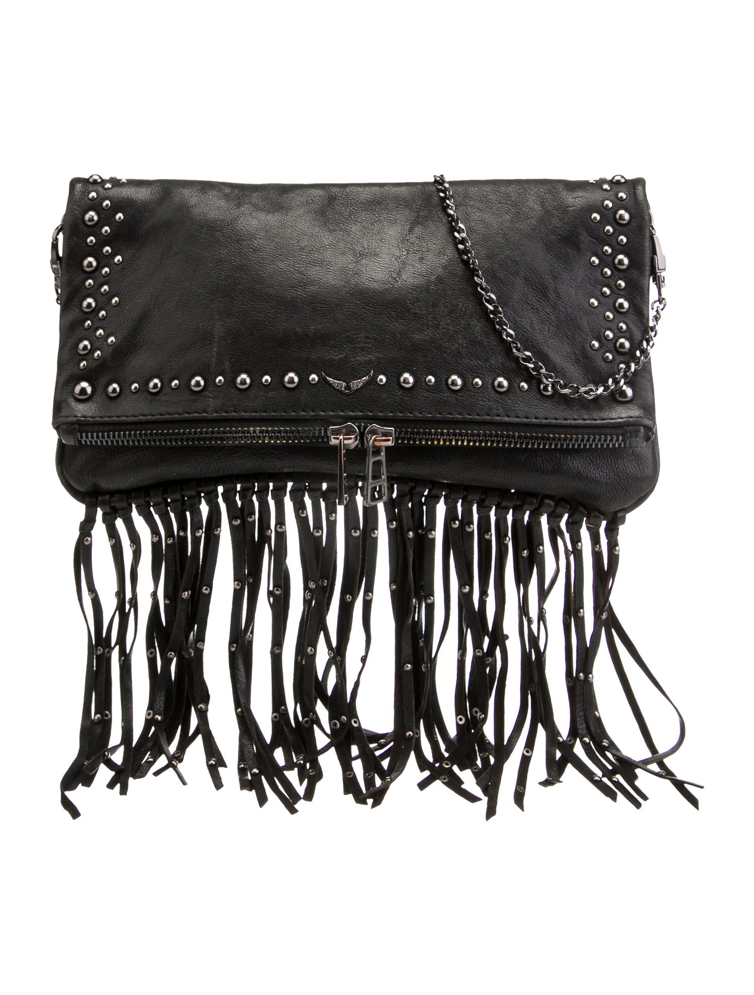 ZADIG & VOLTAIRE スクエアフレムサンクラス SZV364 06N1 Zadig & Voltaire Fringe Trimmed Crossbody Bag - Black