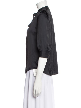 Zadig & Voltaire Tie Neck Three-Quarter Sleeve Button-Up Top