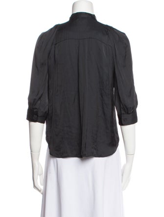 Zadig & Voltaire Tie Neck Three-Quarter Sleeve Button-Up Top