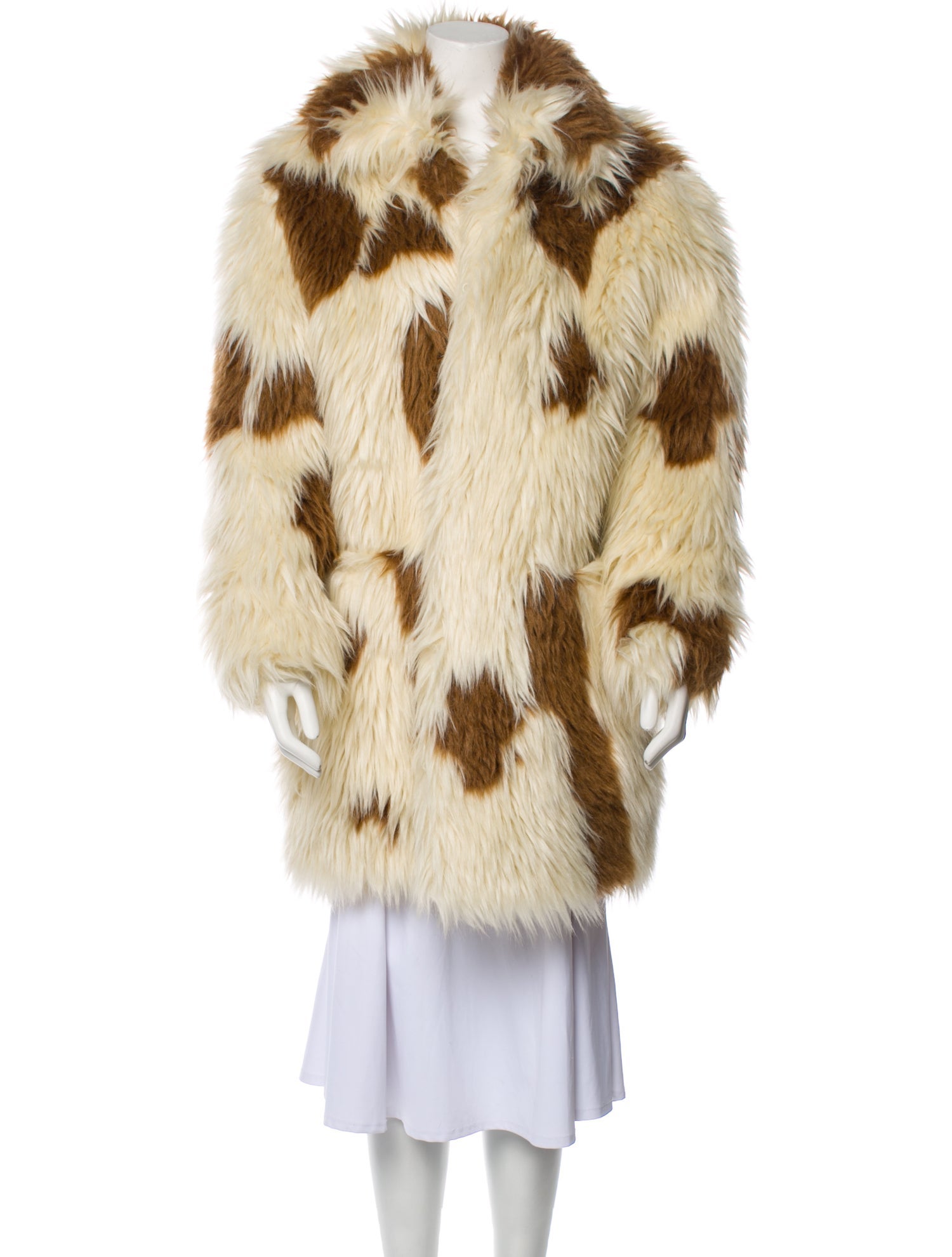Zadig & Voltaire Colorblock Pattern Faux Fur Coat