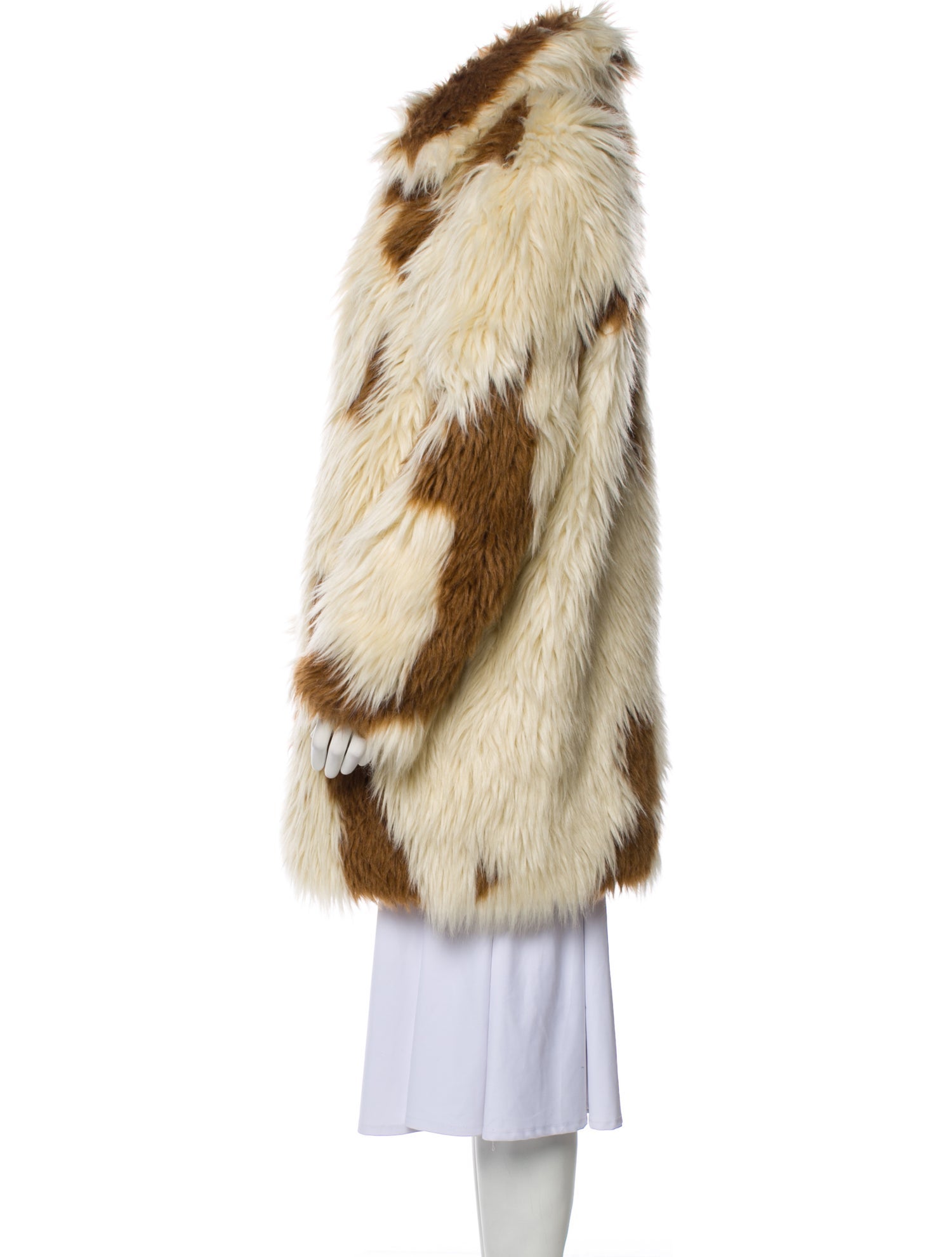 Zadig & Voltaire Colorblock Pattern Faux Fur Coat