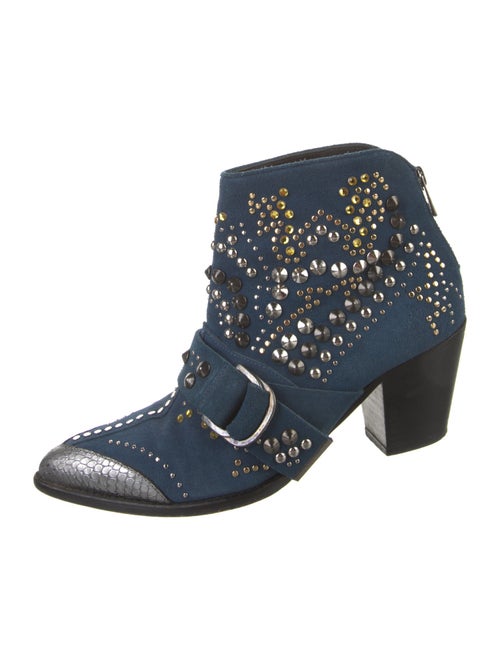 Zadig & Voltaire Suede Crystal Embellishments Western Boots