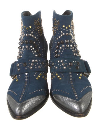 Zadig & Voltaire Suede Crystal Embellishments Western Boots
