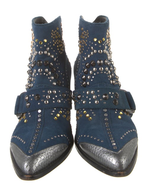 Zadig & Voltaire Suede Crystal Embellishments Western Boots